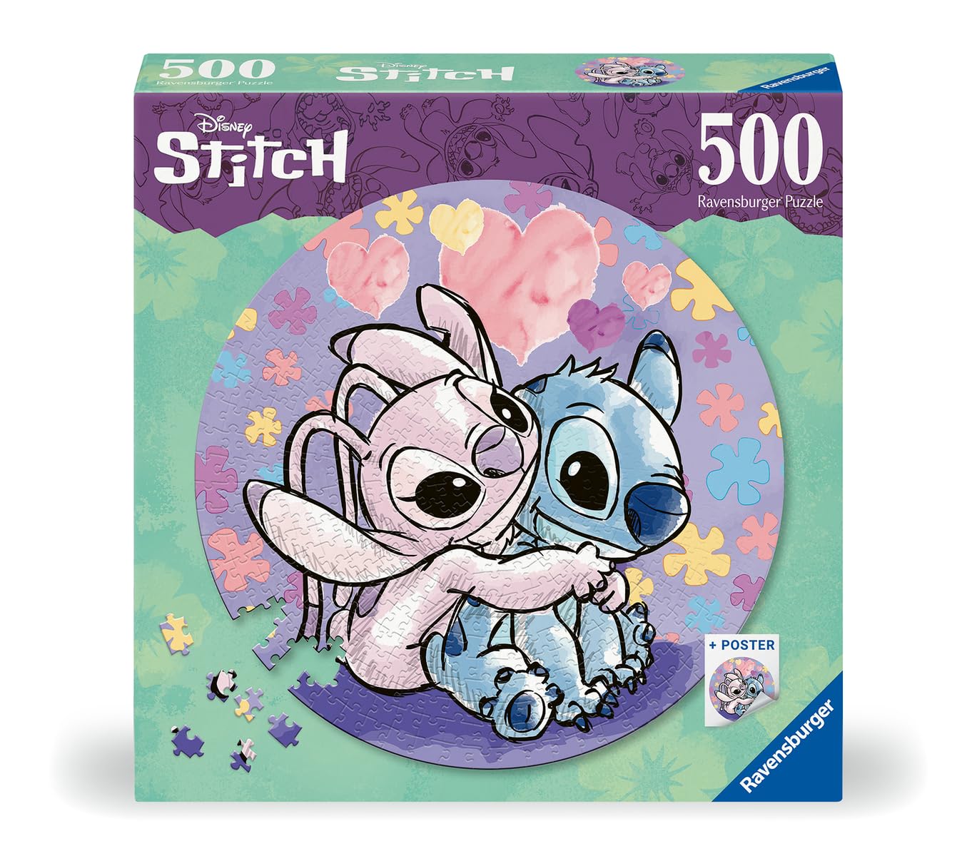 Ravensburger Disney Stitch Gifts - Circular 500 Piece Jigsaw Puzzle | 52cm Diameter