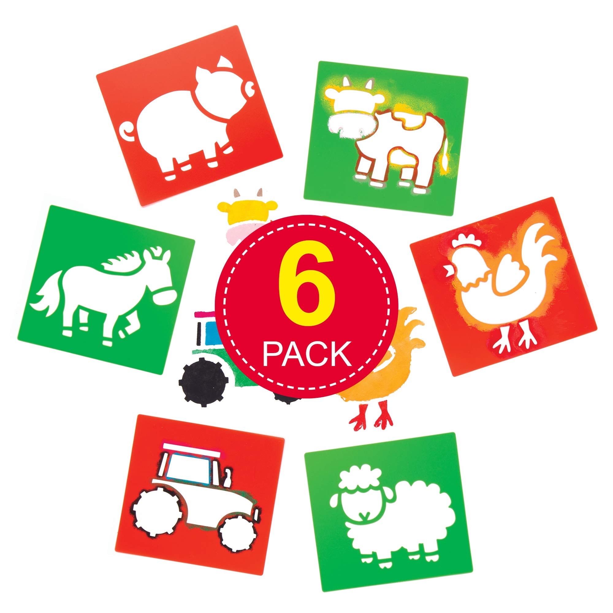 Baker Ross Farm Stencils (Pack of 6) - Washable Art Templates for Kids Crafts | 15 x 14 cm 2