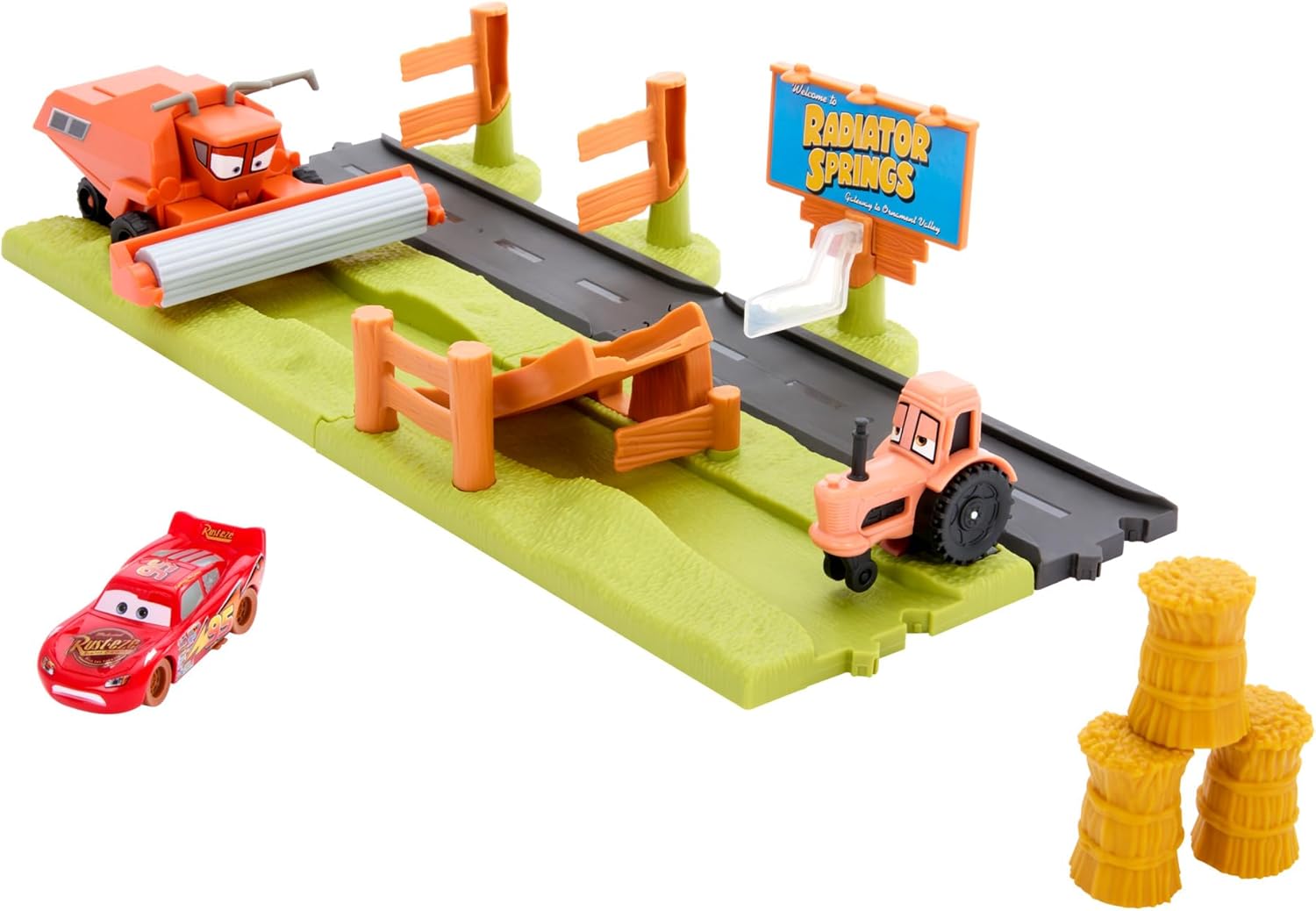 Disney and Pixar Cars Frank Escape & Stunt Race Playset - 3 Vehicles, 2 Play Modes