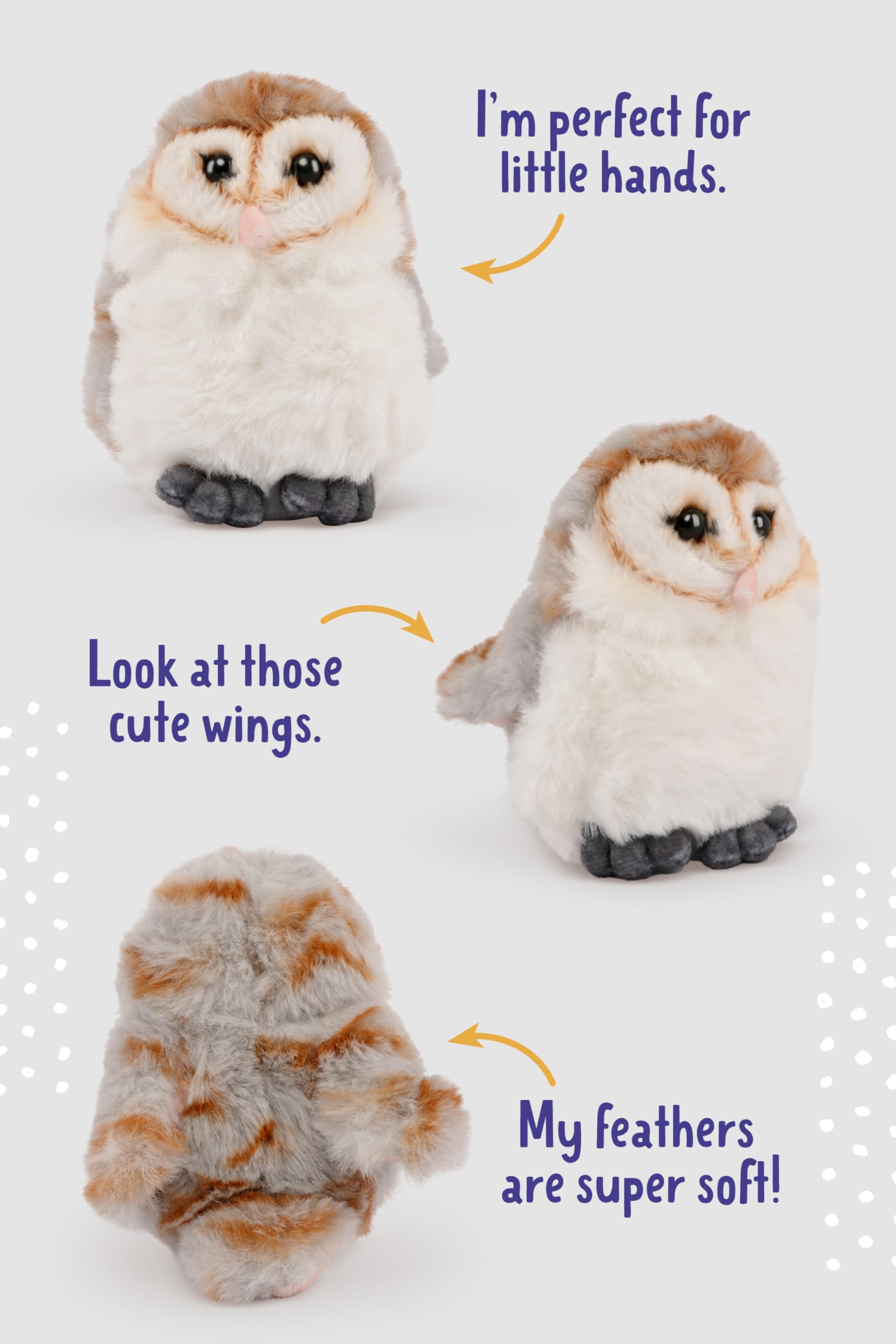 Living Nature Little Barn Owl Plush Toy - Realistic, Eco-Friendly, 0+ Ages 4