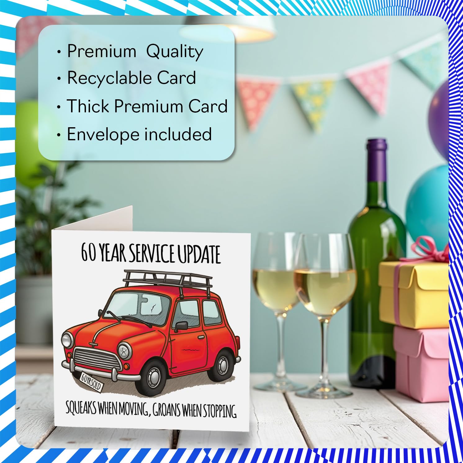Stuff4 60th Birthday Card for Men & Women | 145mm Greeting Card | Funny Service Design 3