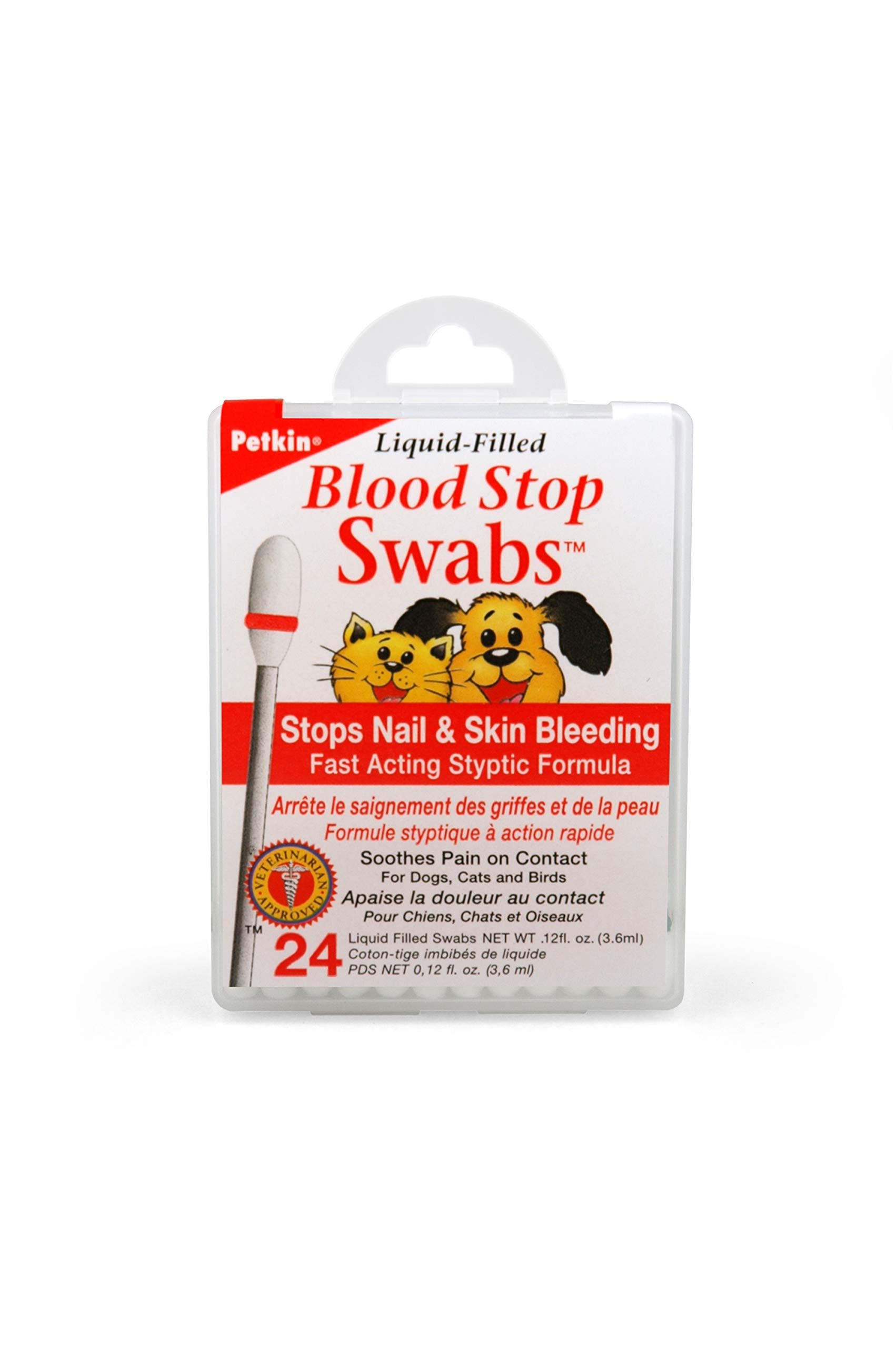 Petkin Pet Blood Stop Swabs - Fast Acting Styptic Solution with Lidocaine for Minor Bleeding | 20g 1
