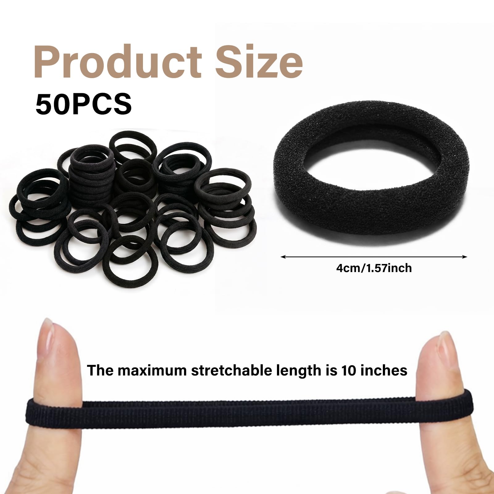 Lafefe 30 Pcs Thick Seamless Hair Bobbles - Strong Elastic Hold | Black | Medium Size 2
