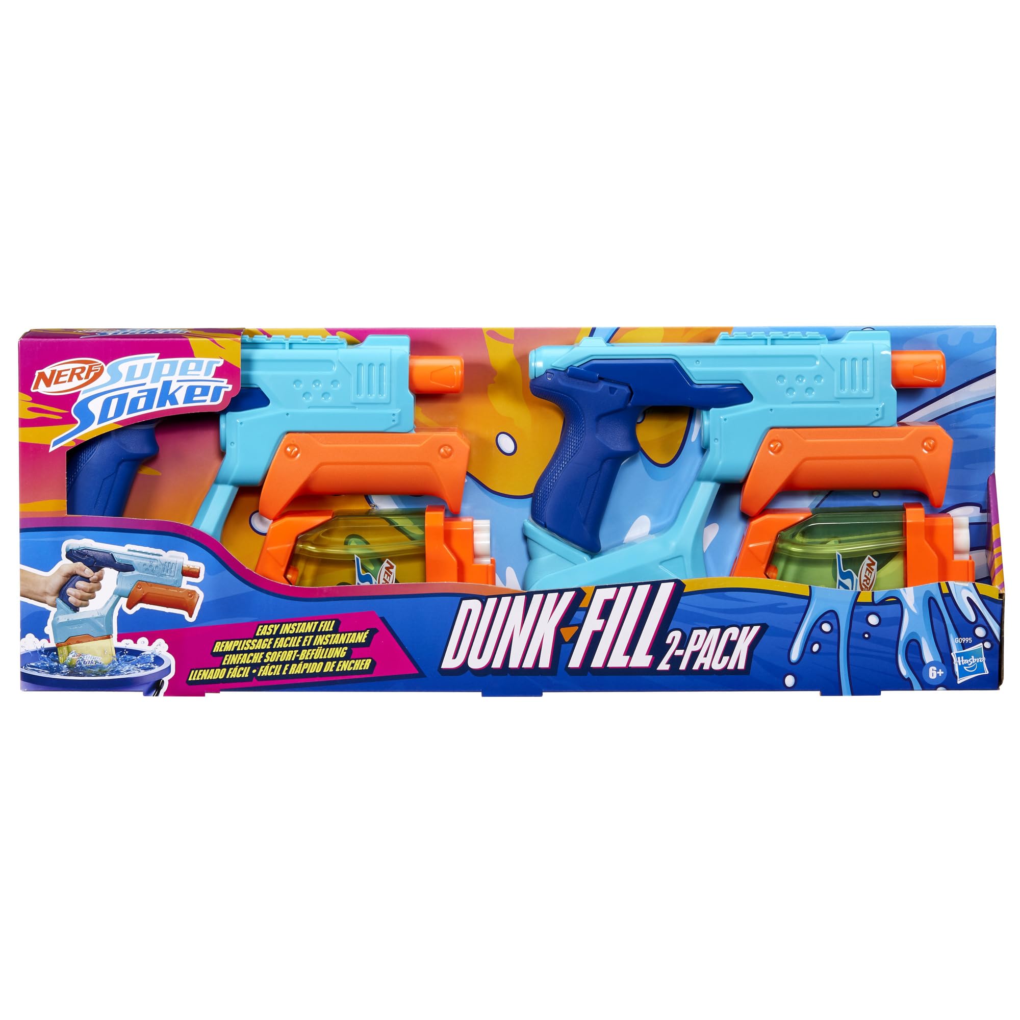 Super Soaker Nerf Dunk-Fill Water Blaster 2-Pack | Instant Fill Tanks | Ages 6+