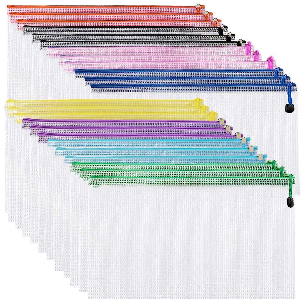 NORTHERN BROTHERS A5 Plastic Zip Wallets Folder - 24 Pack, 8 Colors, PVC