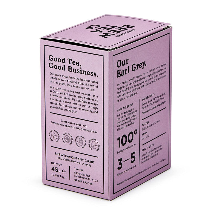 Brew Tea Co - Earl Grey Whole Leaf Tea Bags (45g, Pack of 15)