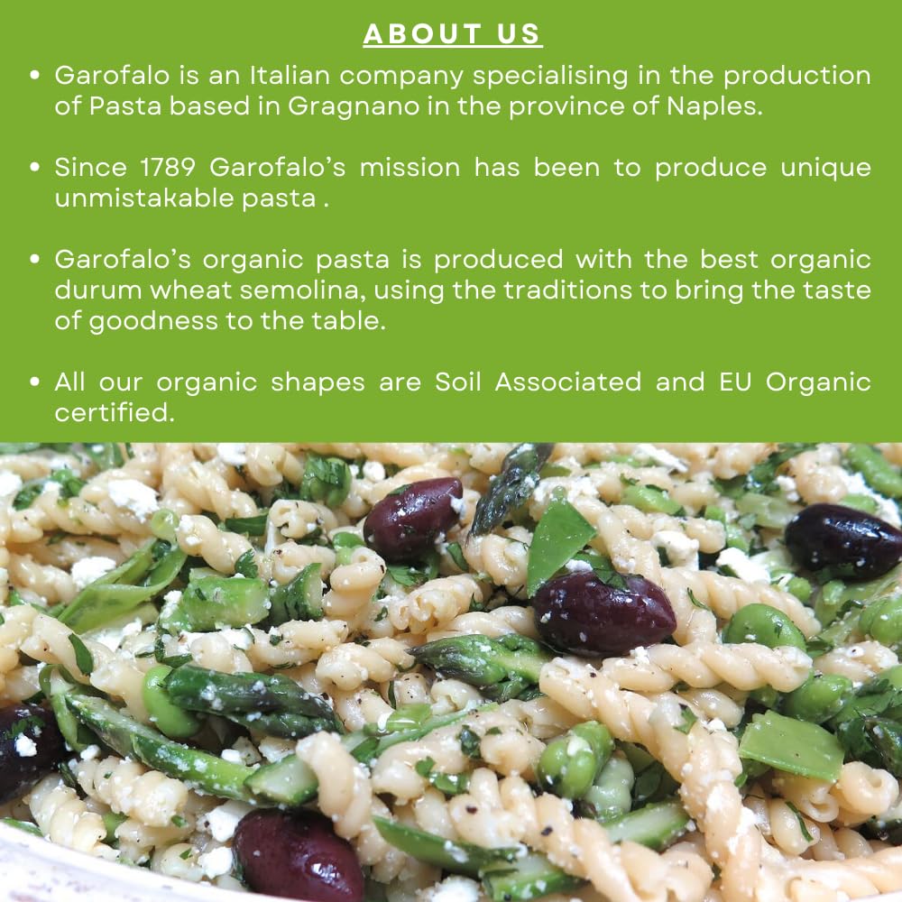 Garofalo Organic Gemelli Pasta - 100% Organic Durum Wheat Semolina | 500g Pack 6
