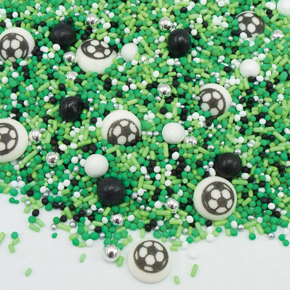 Happy Sprinkles Football Party Mix 90g - Edible Cake Decorations with Green Sprinkles