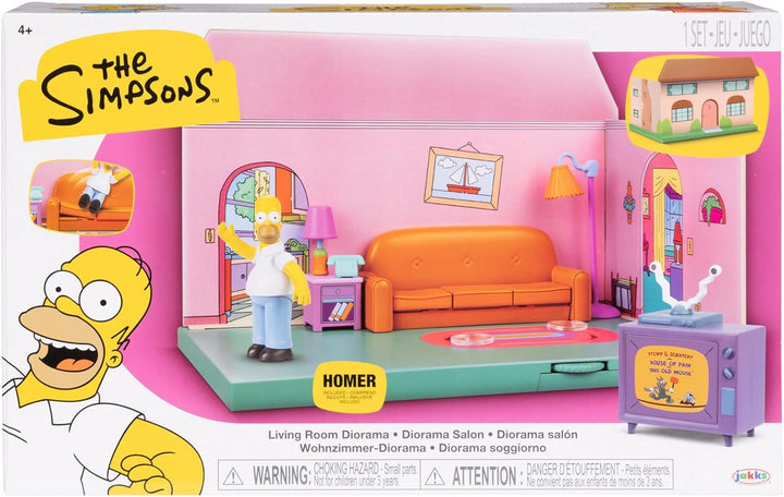 JAKKS Pacific The Simpsons Living Room Diorama Playset - Homer Simpson Collectible Playset (2.5" Scale)