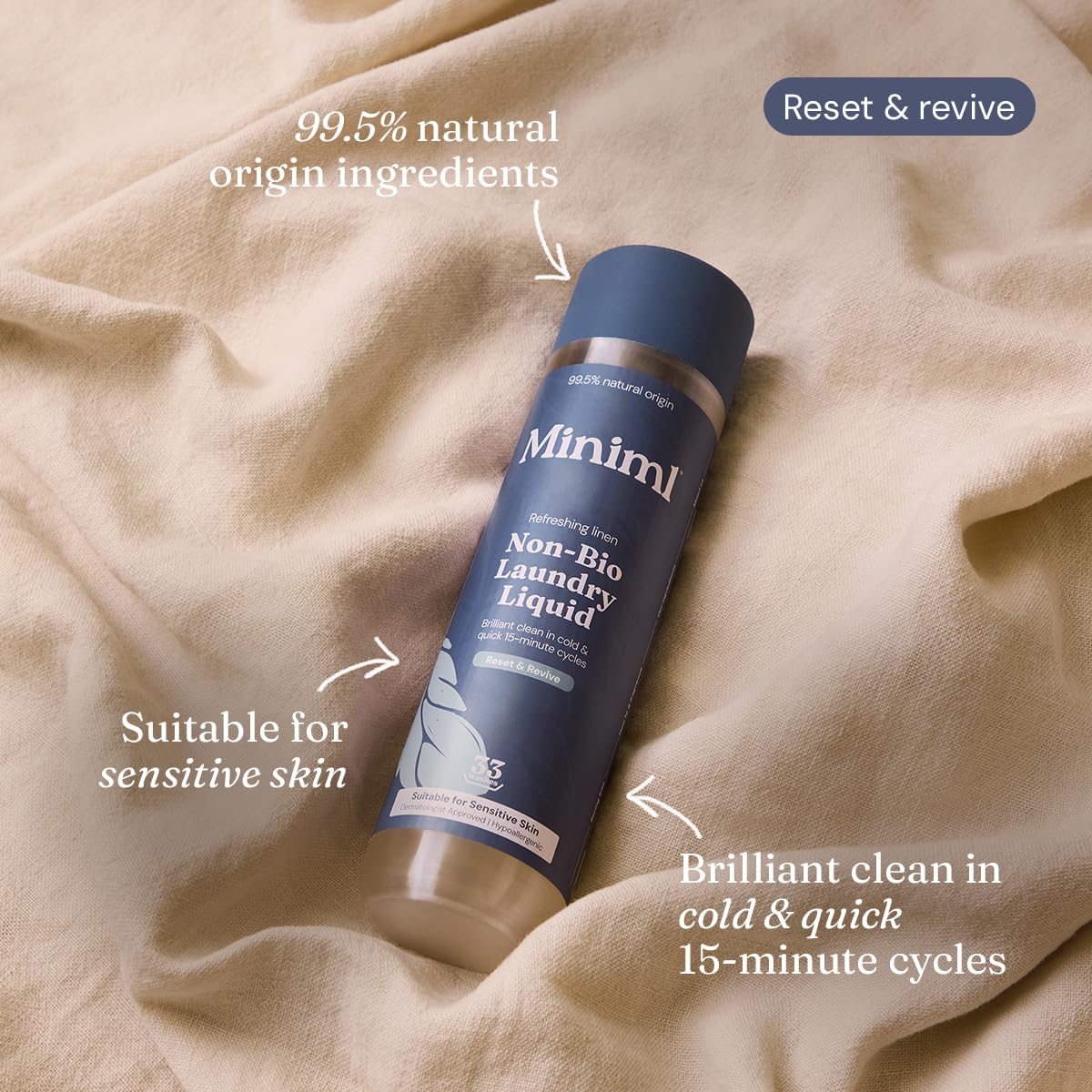Miniml Eco Laundry Liquid Detergent - Non Bio, Fresh Linen Scent | 1L 2