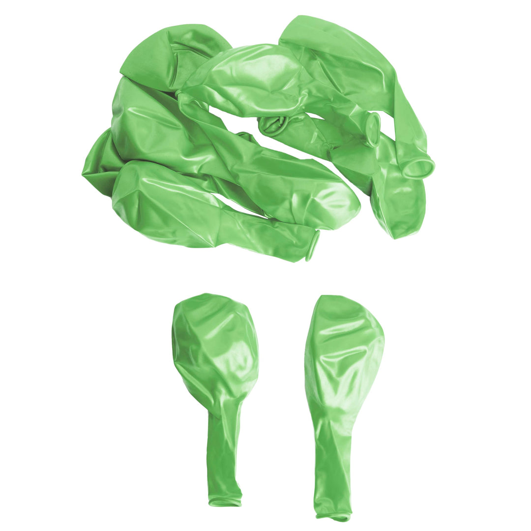 SHATCHI Metallic Light Green 12-Inch Latex Balloons - 10 Pack Party Decorations