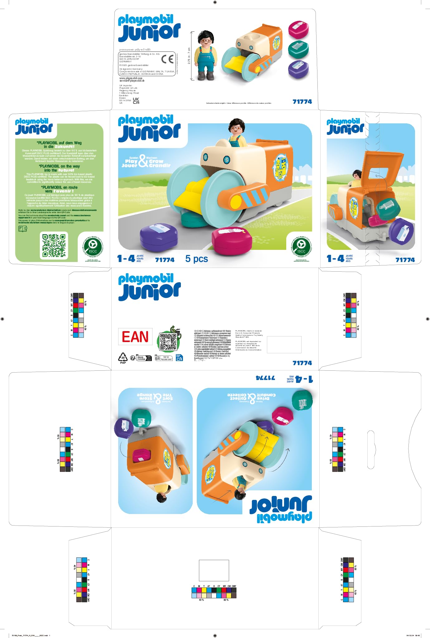 PLAYMOBIL JUNIOR Fun Trash Collection Vehicle - Educational Playset for Toddlers 1+ 14