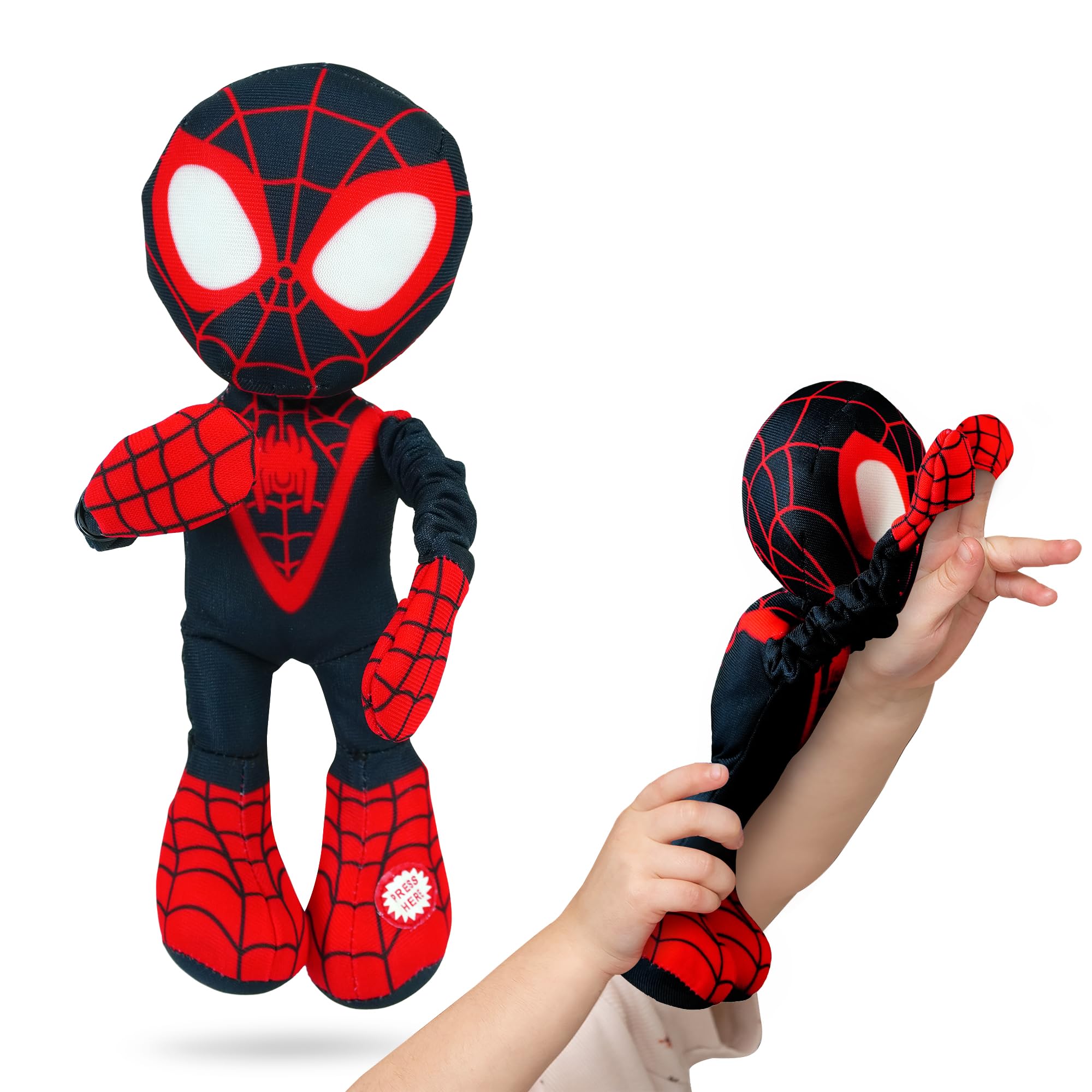 Marvel Spidey and His Amazing Friends Slingshot Plush Spin Toy - Stretchable Web-Slinging Action for Kids 8