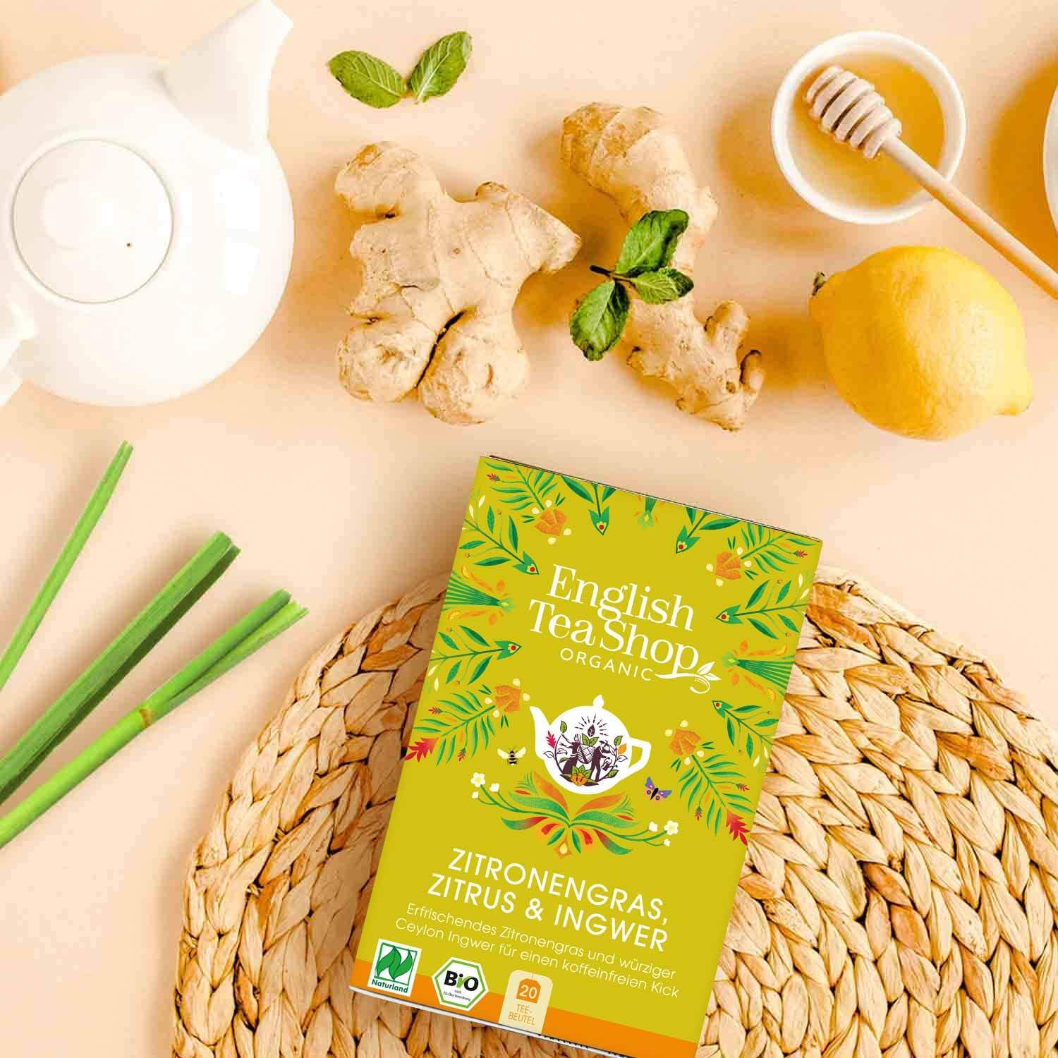 English Tea Shop Lemongrass Citrus & Ginger Herbal Tea - Caffeine-Free, 20 Tea Bags, 30g 2