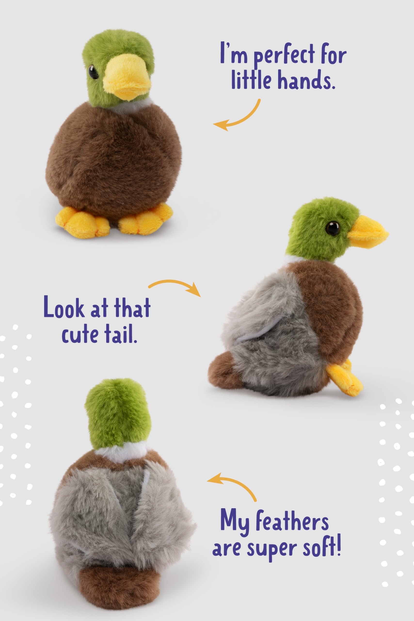Living Nature SMOLS Mallard Duck Plush Toy - Soft Eco-Friendly Stuffed Animal for Kids 0+ 2
