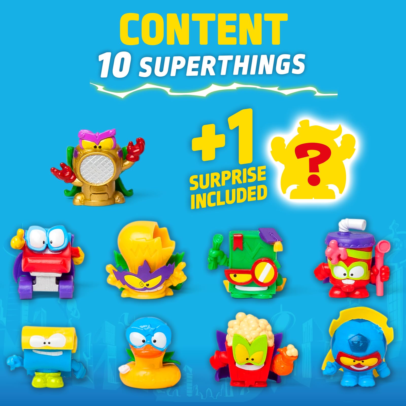 SUPERTHINGS RIVALS OF KABOOM Kazoom Power Battle Action Figures - 10 Pack with Gold Captain Surprise 2