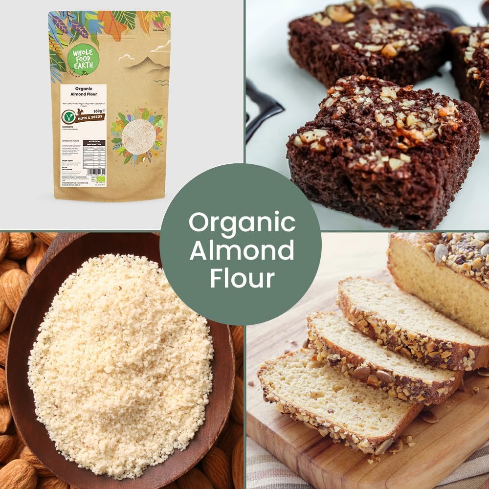 Whole Food Earth® Organic Almond Flour – 1 kg | Raw | GMO Free | High in Fibre