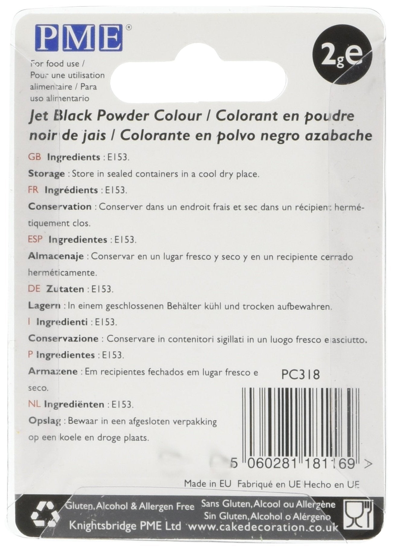 PME Edible Powder Colour - Jet Black | 2g | 100% Edible