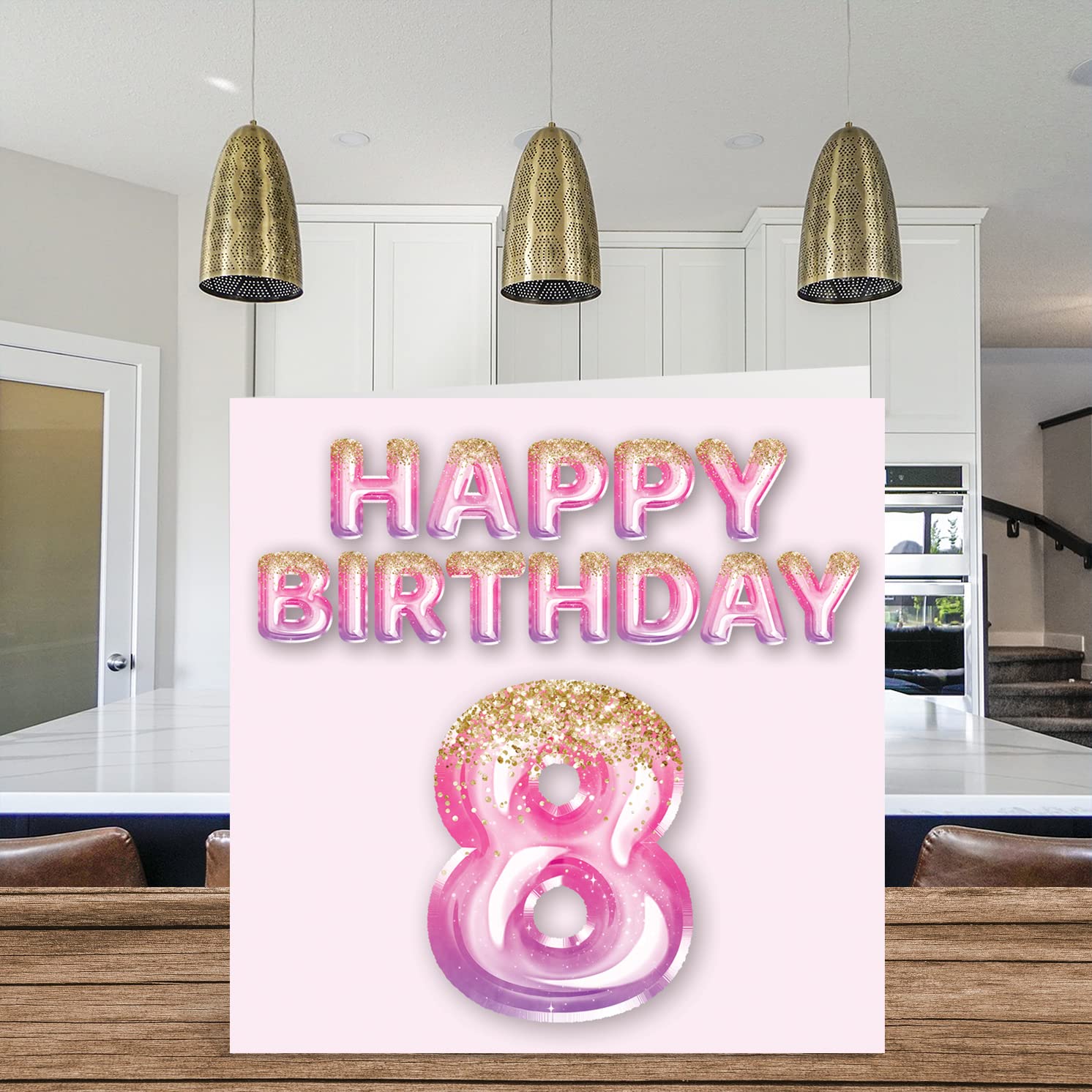 Stuff4 8th Birthday Card - Pink & Purple Glitter Balloons | 145mm Square | Blank Inside 3