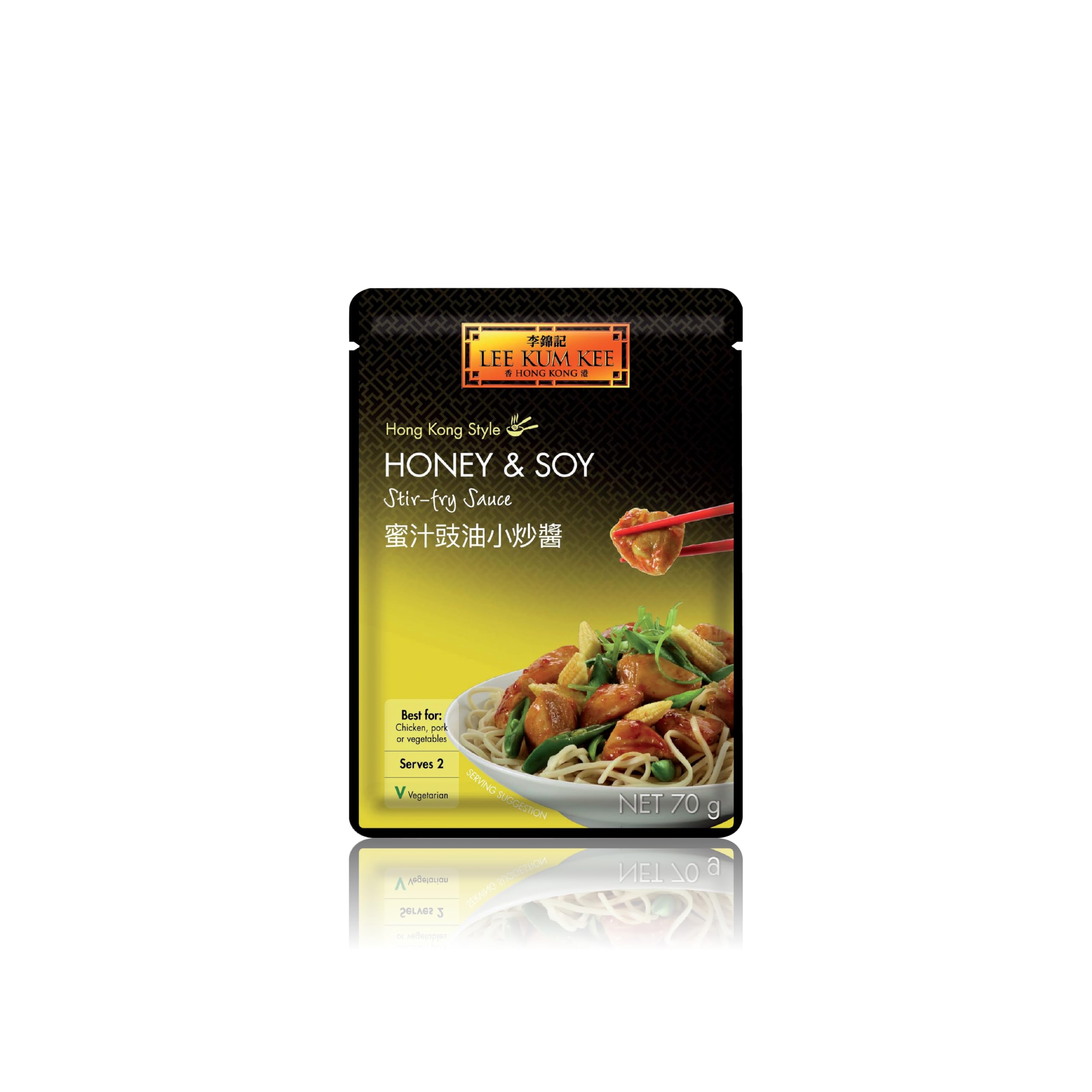 Lee Kum Kee Honey & Soy Stir Fry Sauce, Hong Kong Style, Vegetarian | 70g Pouch | Pack of 12