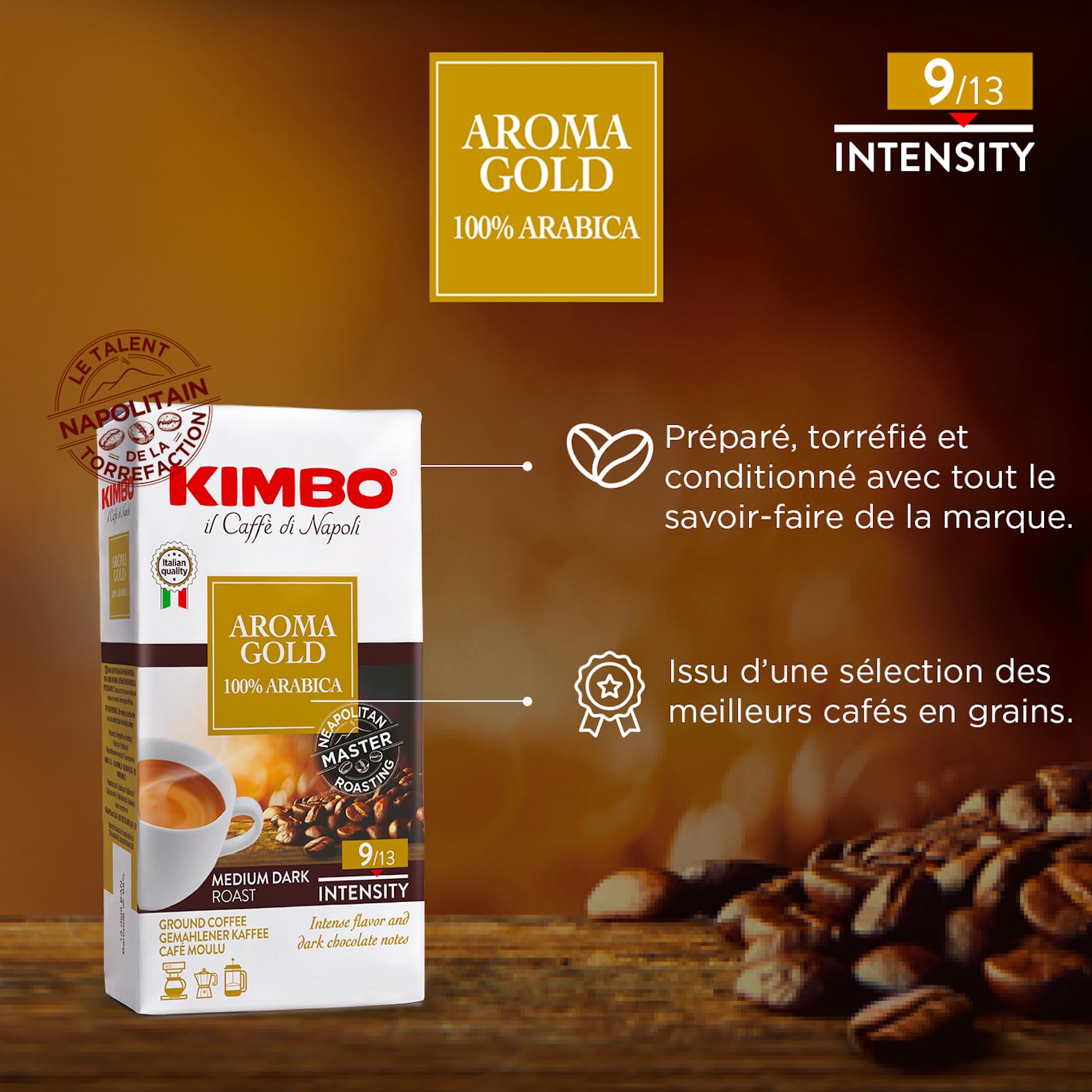 Kimbo Aroma Gold 250g Ground Coffee | 100% Arabica Italian Medium Dark Roast 4