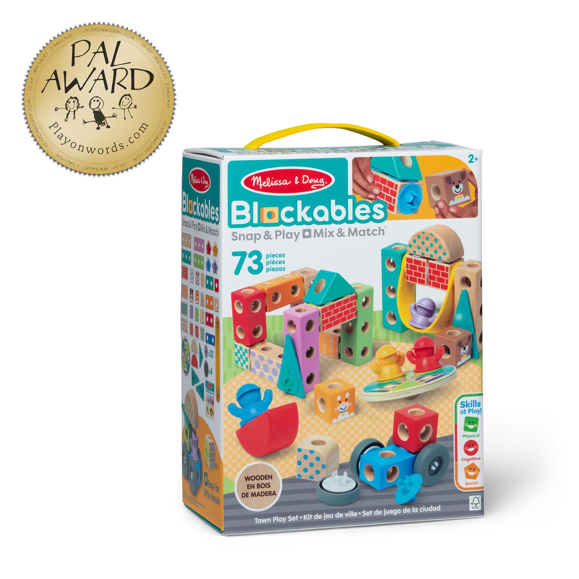 Melissa & Doug Blockables Town Snap And Play Connectable Wooden Building Set for Ages 2-7 3