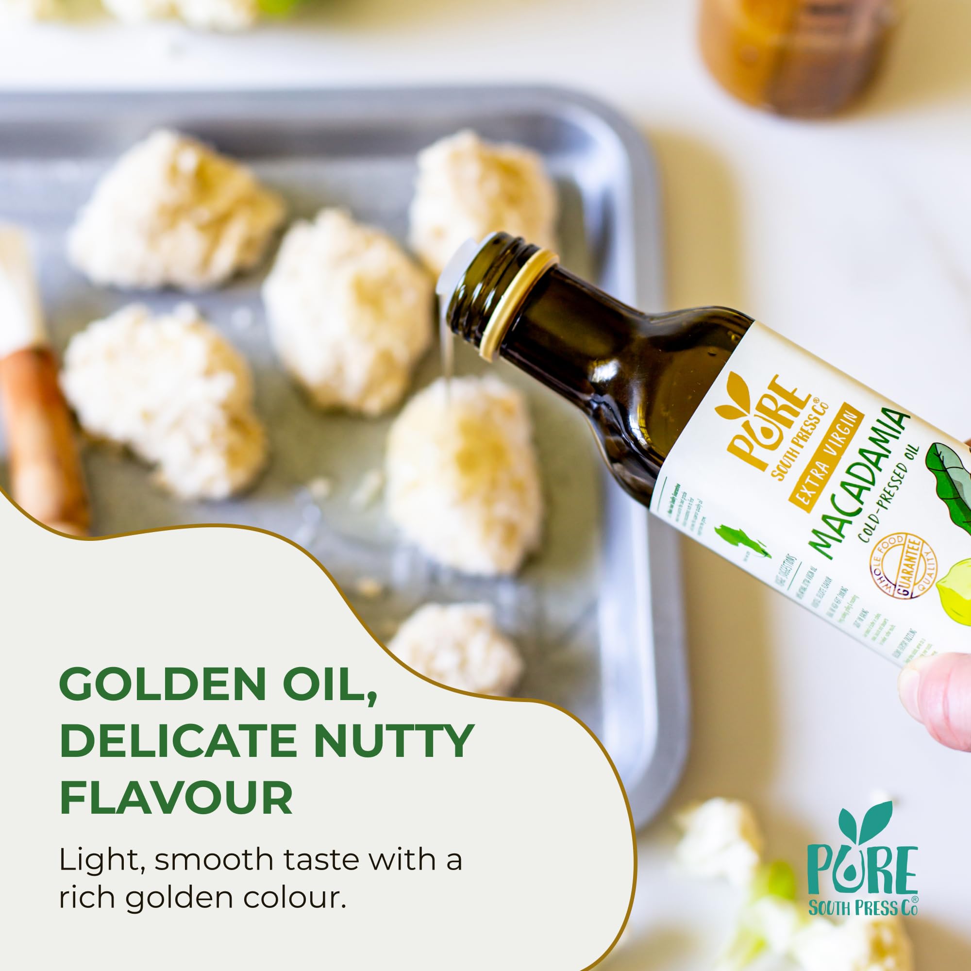 Pure South Press Cold-Pressed Extra Virgin Macadamia Nut Oil - High Heat Cooking | 70% Mono-Unsaturated Fat | 500 ml 3