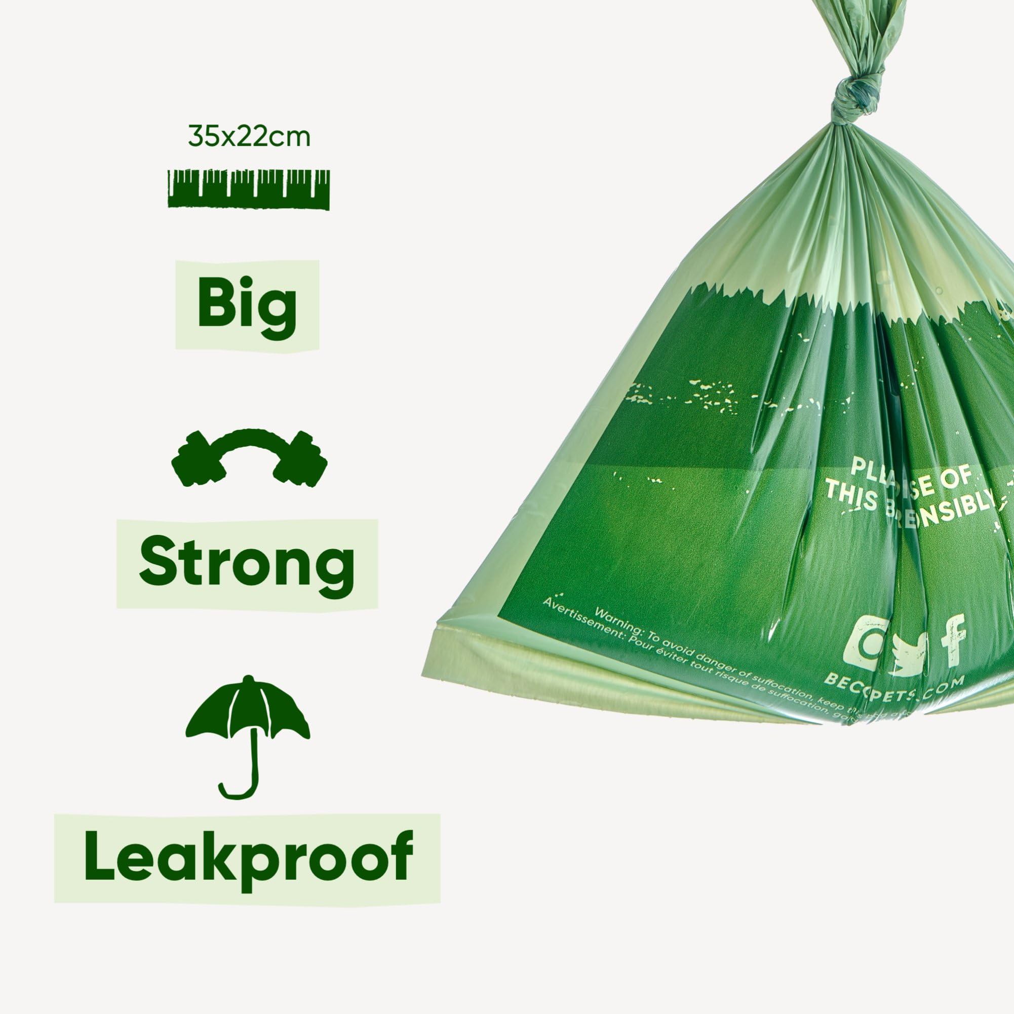 Beco Strong & Large Poop Bags - 300 Bags (XL Roll) - Unscented Dog Poo Bags with Dispenser