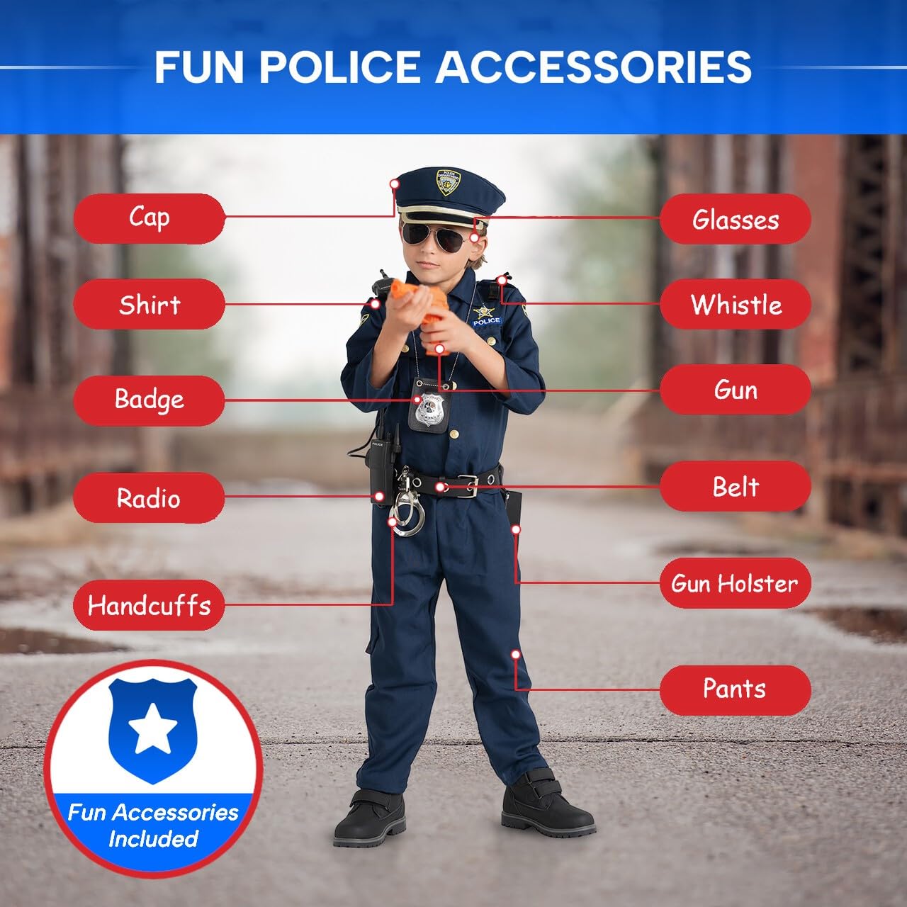 Dress Up America Police Costume for Boys - Includes Shirt and Pants 2