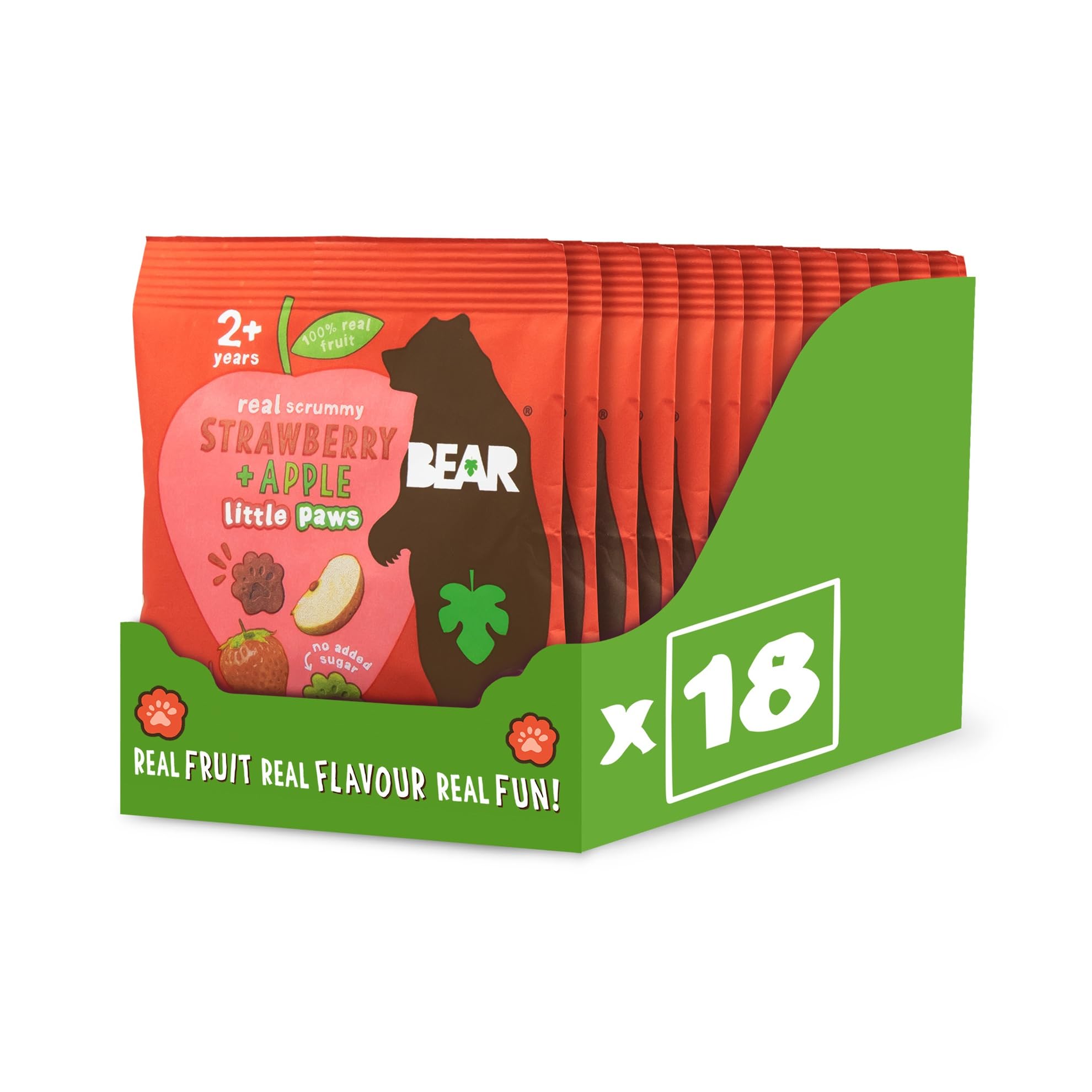 BEAR Strawberry and Apple Paws - 18 x 20g Packs | 100% Natural Fruit | No Added Sugar 1