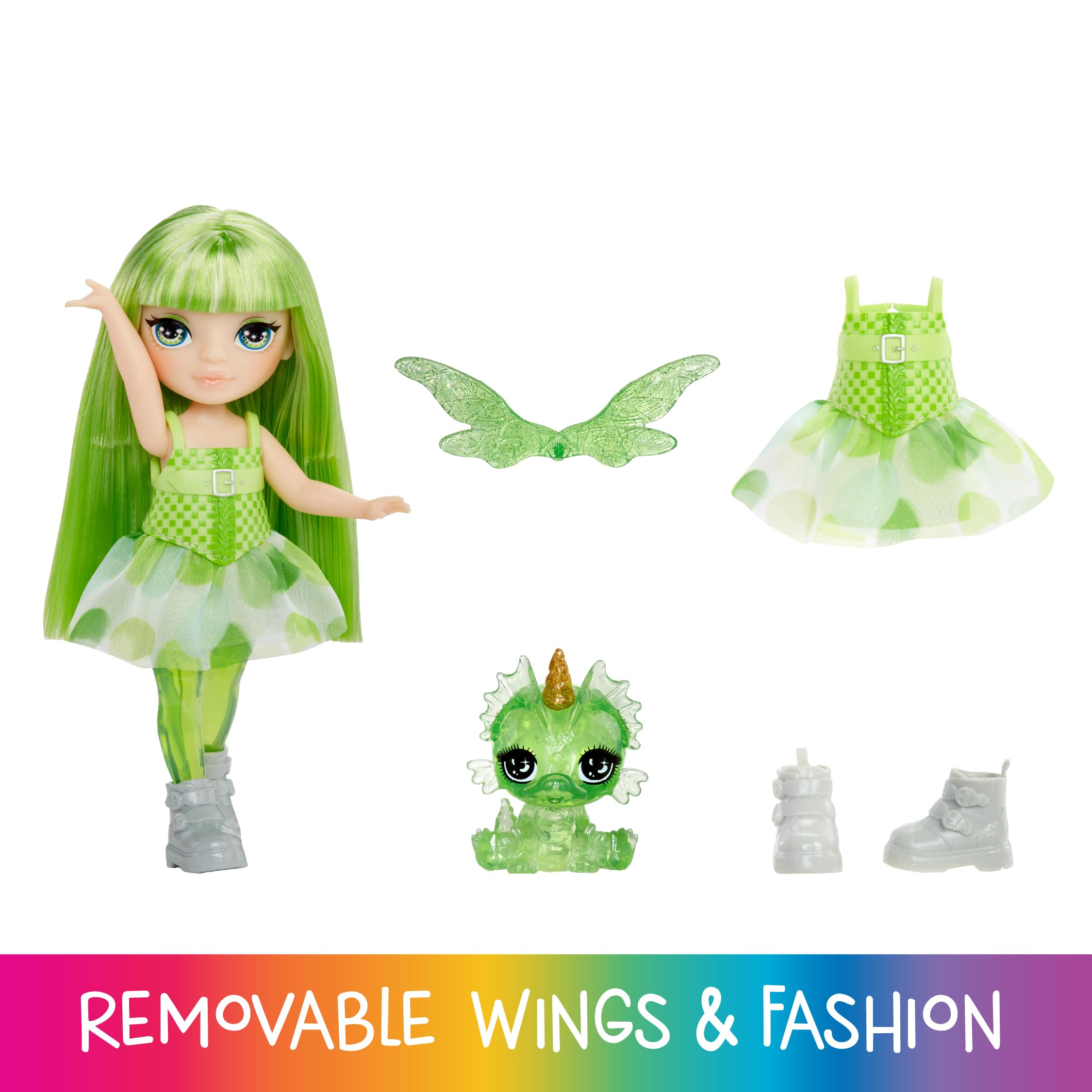 Rainbow High Littles Fairy Doll Emerald - 14cm Posable Figure with Interchangeable Wings 5