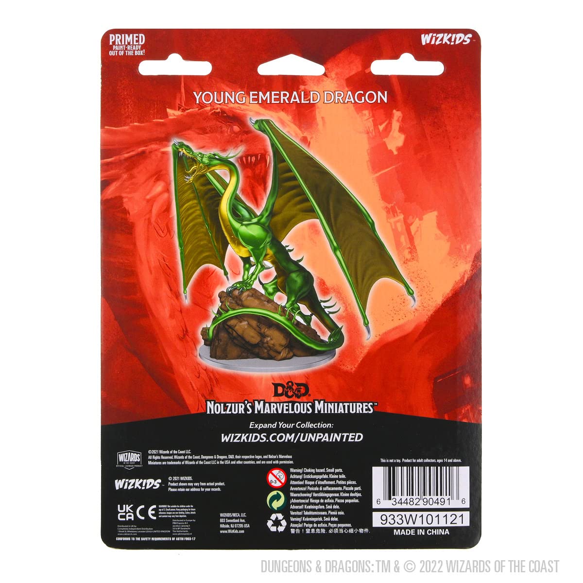 WizKids Nolzur's Marvelous Miniatures - Young Emerald Dragon Miniature | Unpainted Plastic | D&D 2