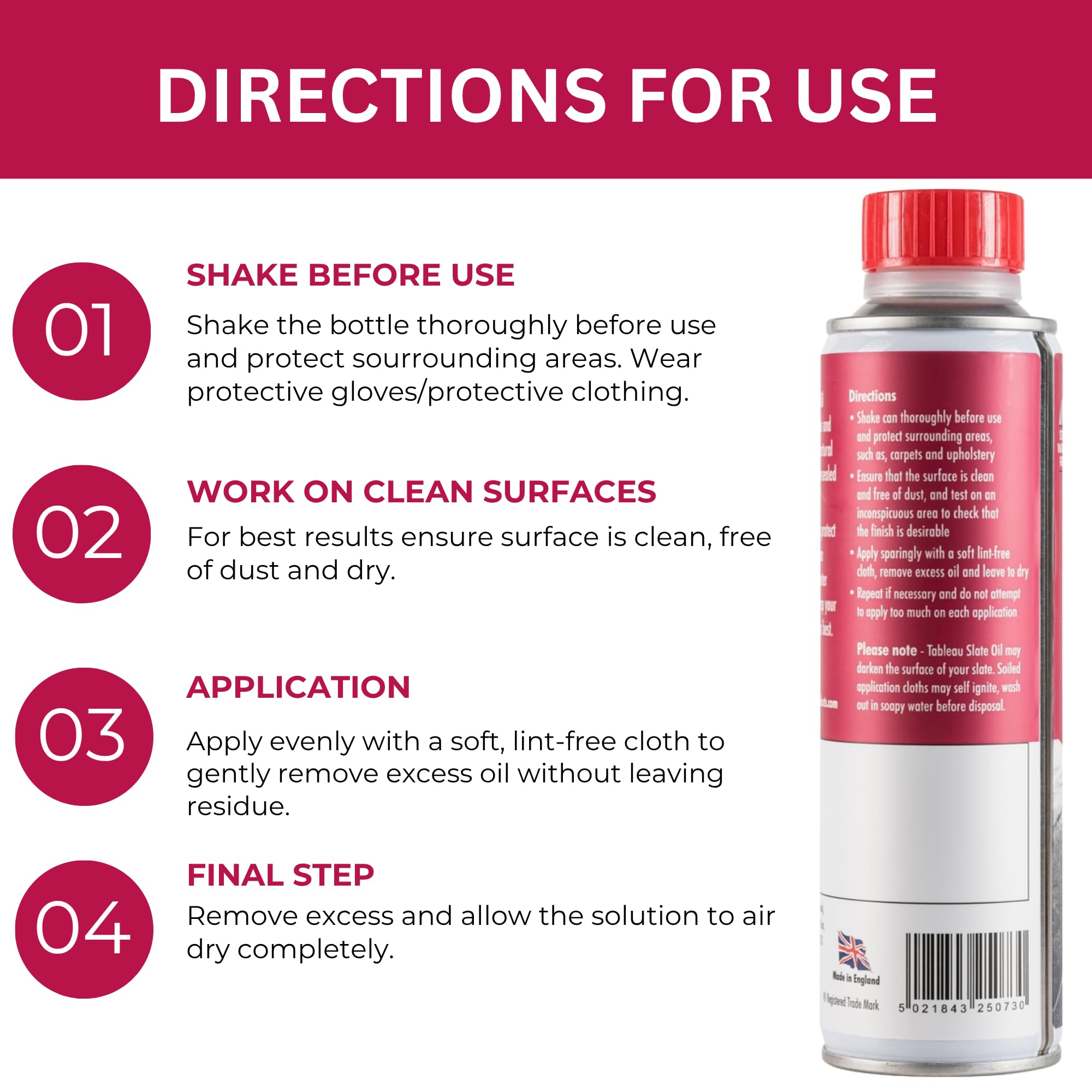 Tableau - Slate Oil 250ml Rejuvenating Treatment for Unsealed Slate Surfaces 6