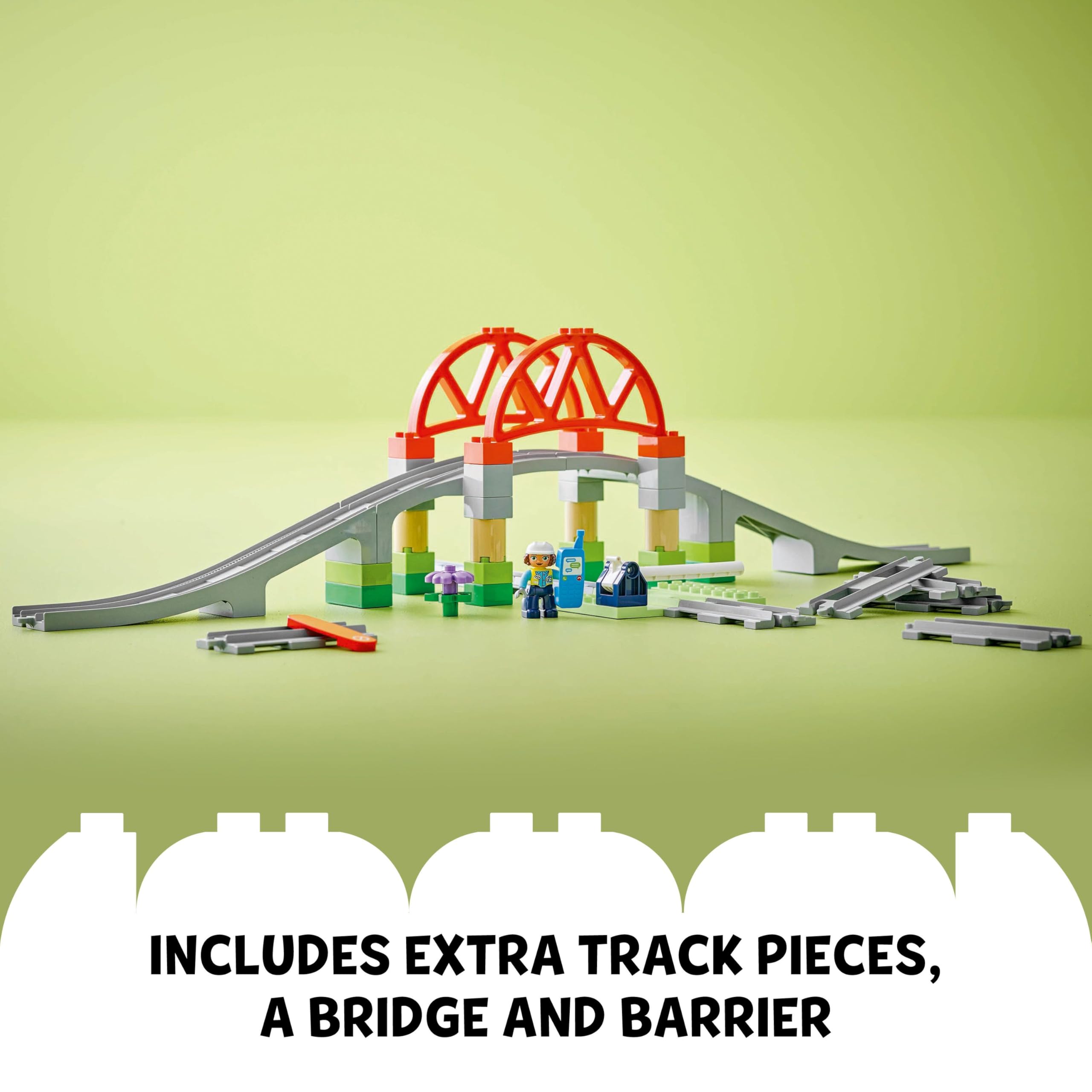 LEGO DUPLO Train Bridge and Tracks Expansion Set - Educational Building Toy for Toddlers 2+ 11