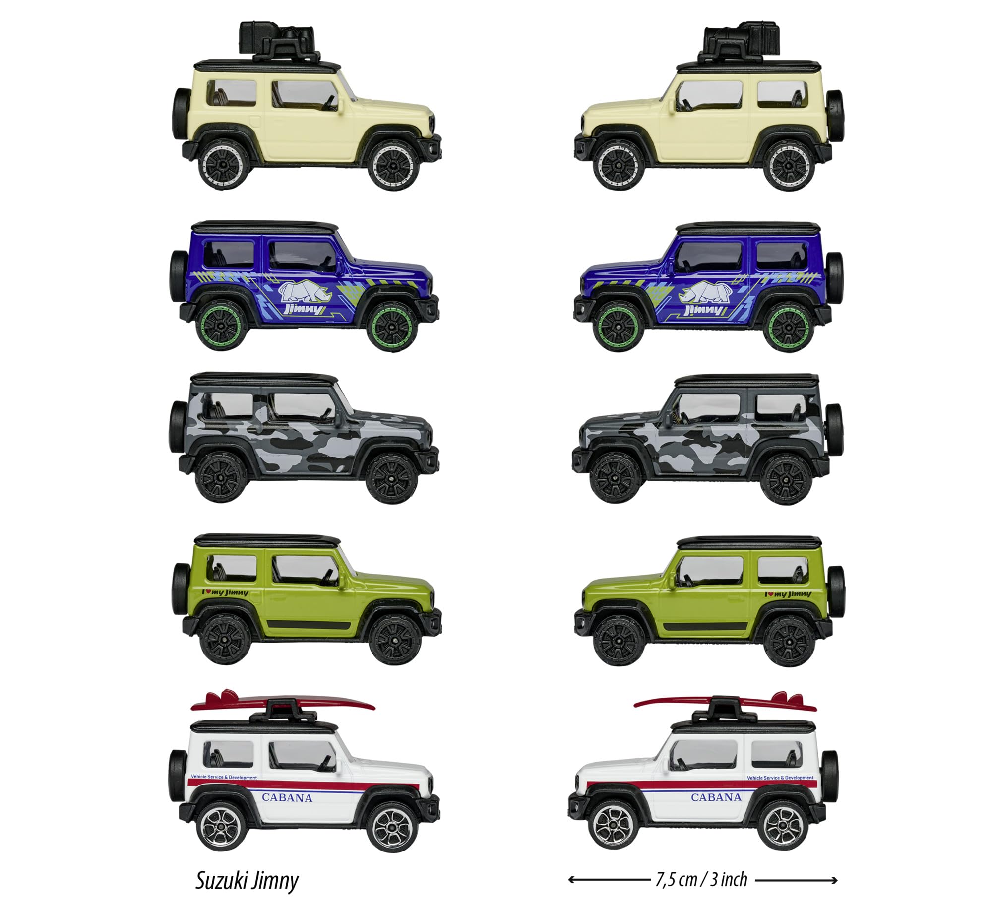 Majorette Suzuki Jimny 5er-Pack SUV-Spielzeugautos aus Metall – Geschenkset zum Sammeln für Kinder ab 3 Jahren 3