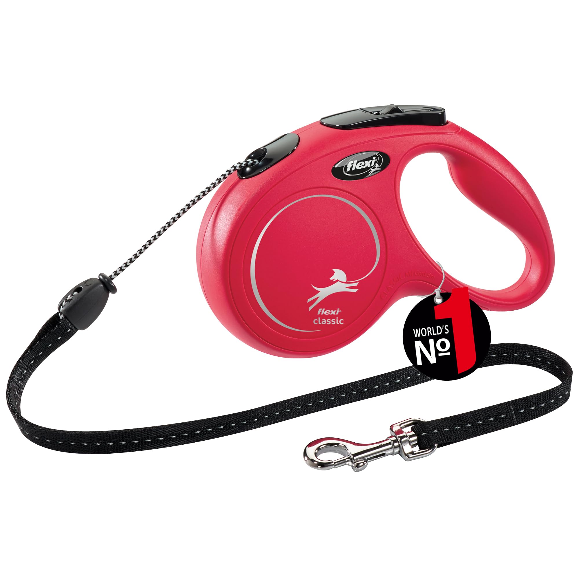 flexi New Classic Retractable Lead Cord - Medium Size | 5m Length | Red 1