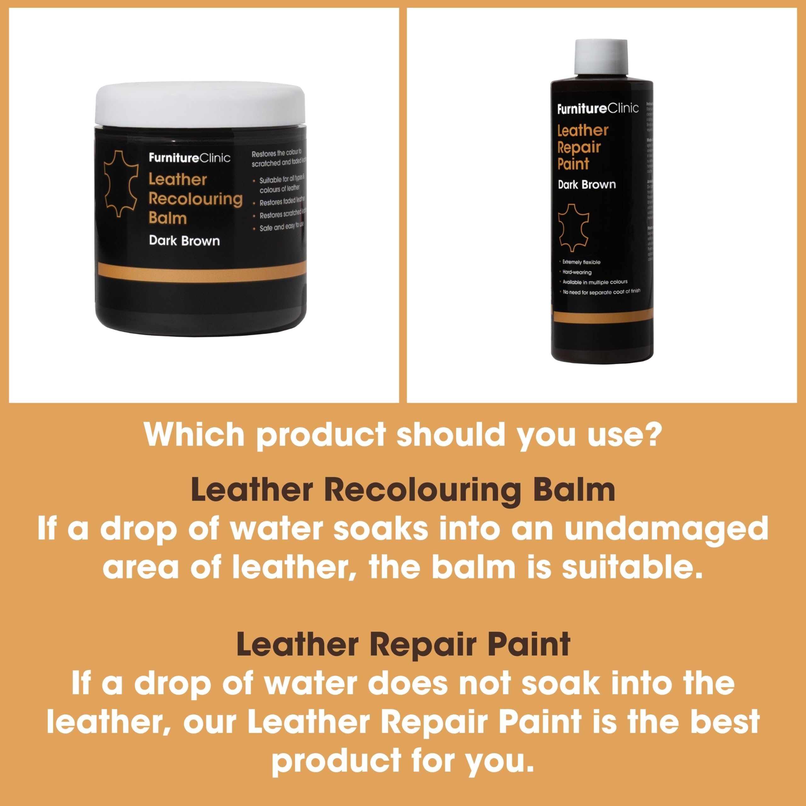 Furniture Clinic Leather Recolouring Balm - Black - Restore Faded & Scratched Leather Sofas, Car Seats, Shoes, Bags 3