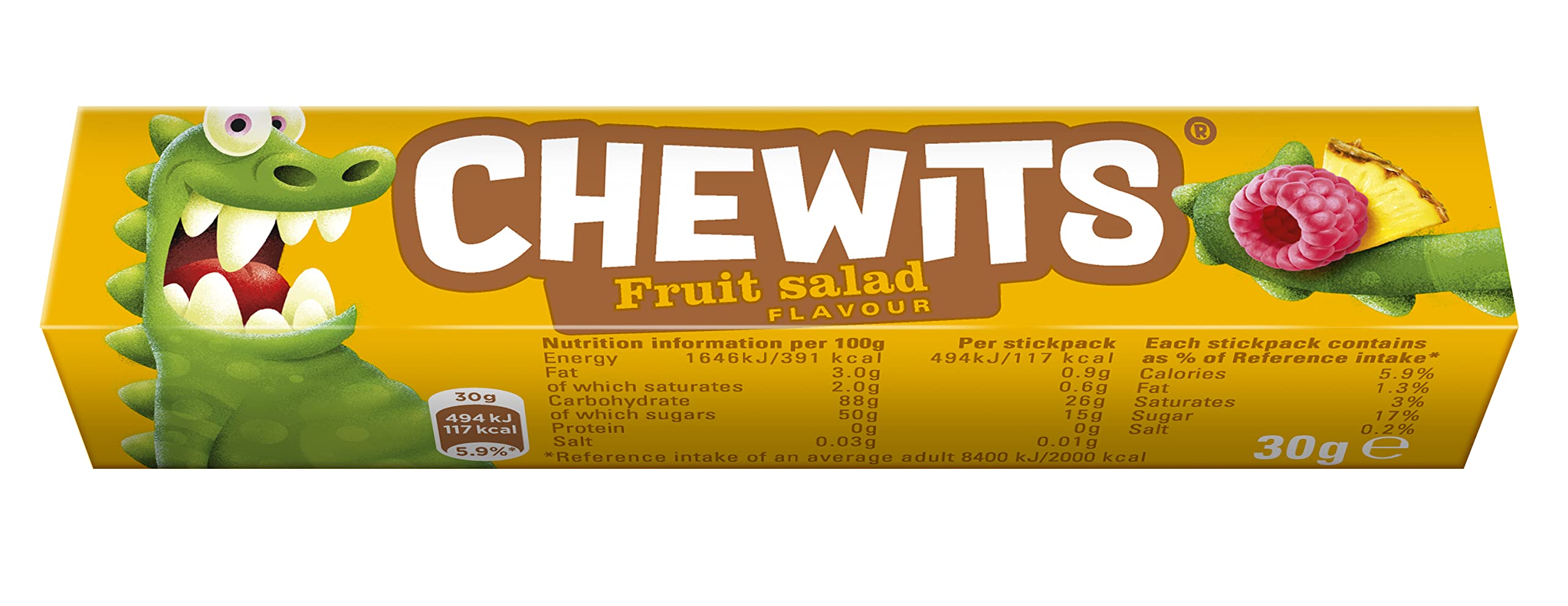 Chewits Fruit & Chewy Sweets - Fruit Salad Flavor | Bulk Box of 40 Sticks (30g Each) 1