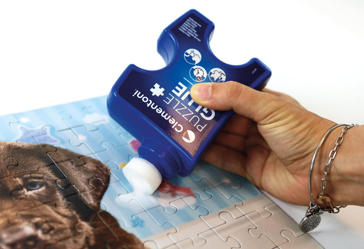 Clementoni Liquid Glue for Jigsaw Puzzles 200 ML with Sponge Applicator, Quick-Drying Formula