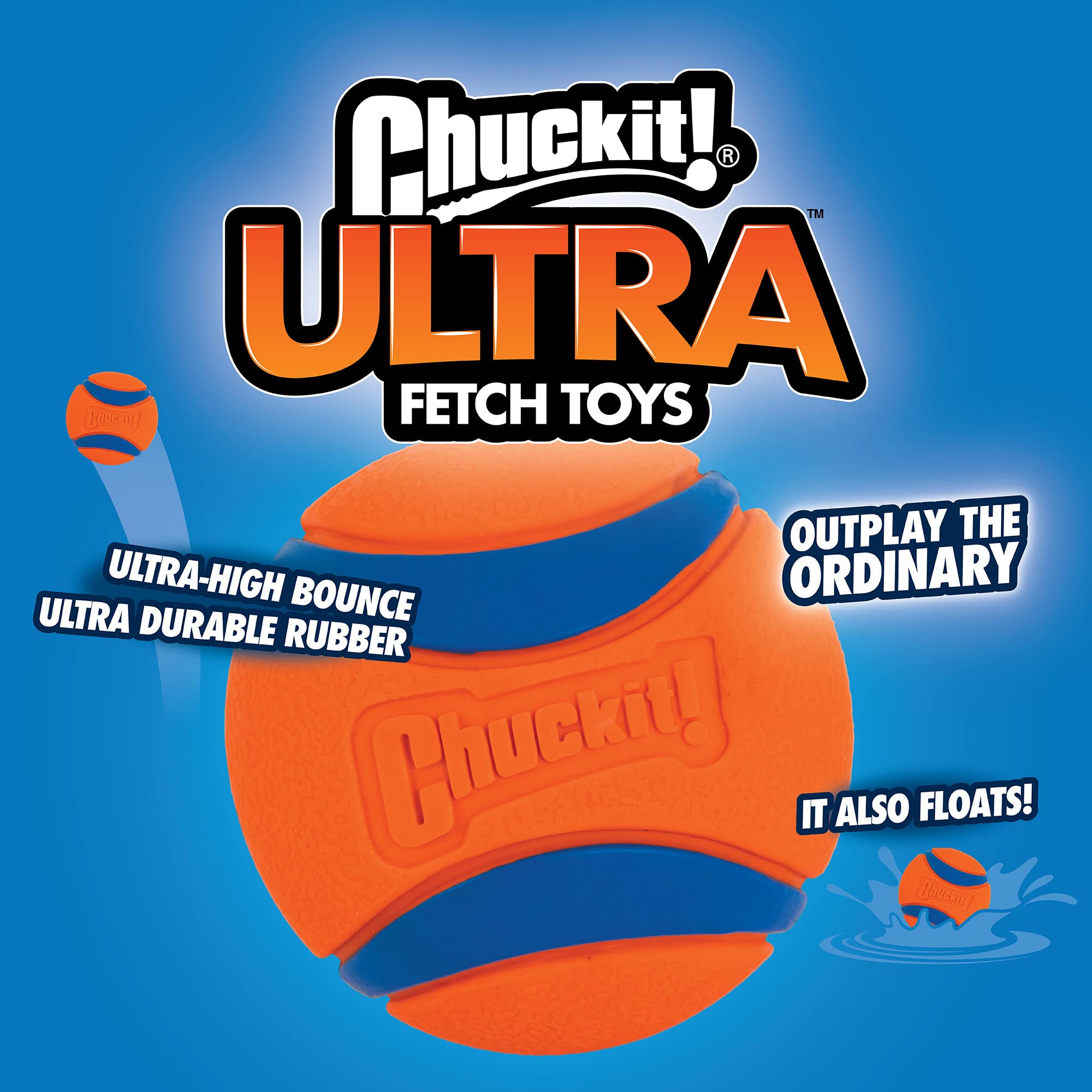 Chuckit! Ultra Ball - Durable High Bounce Rubber Dog Toy for Fetch | Large Size (Pack of 2)