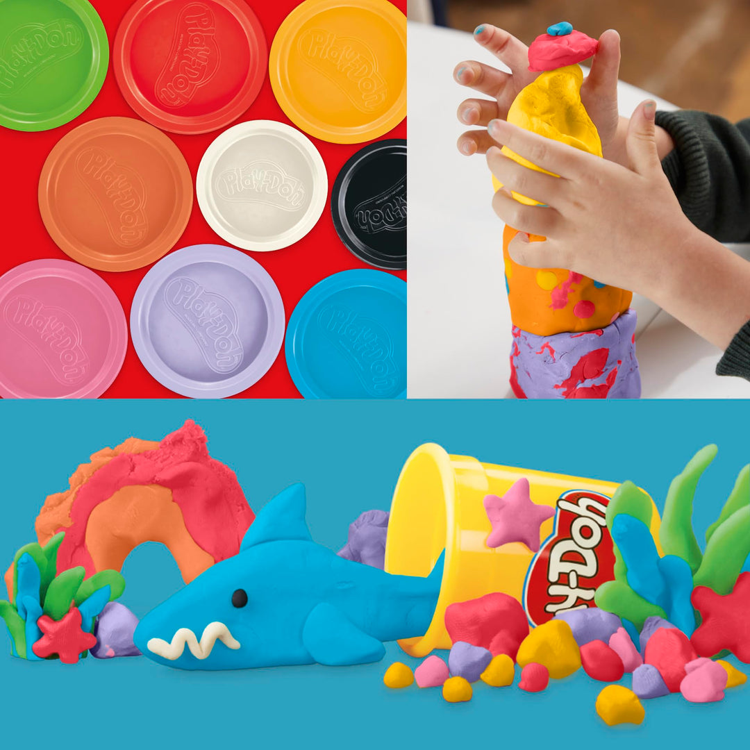 Play-Doh Favorite Colors 9-Pack Set with 7 Large & 2 Small Cans – Red, Orange, Yellow, Green, Blue, Purple, Pink, Black, White