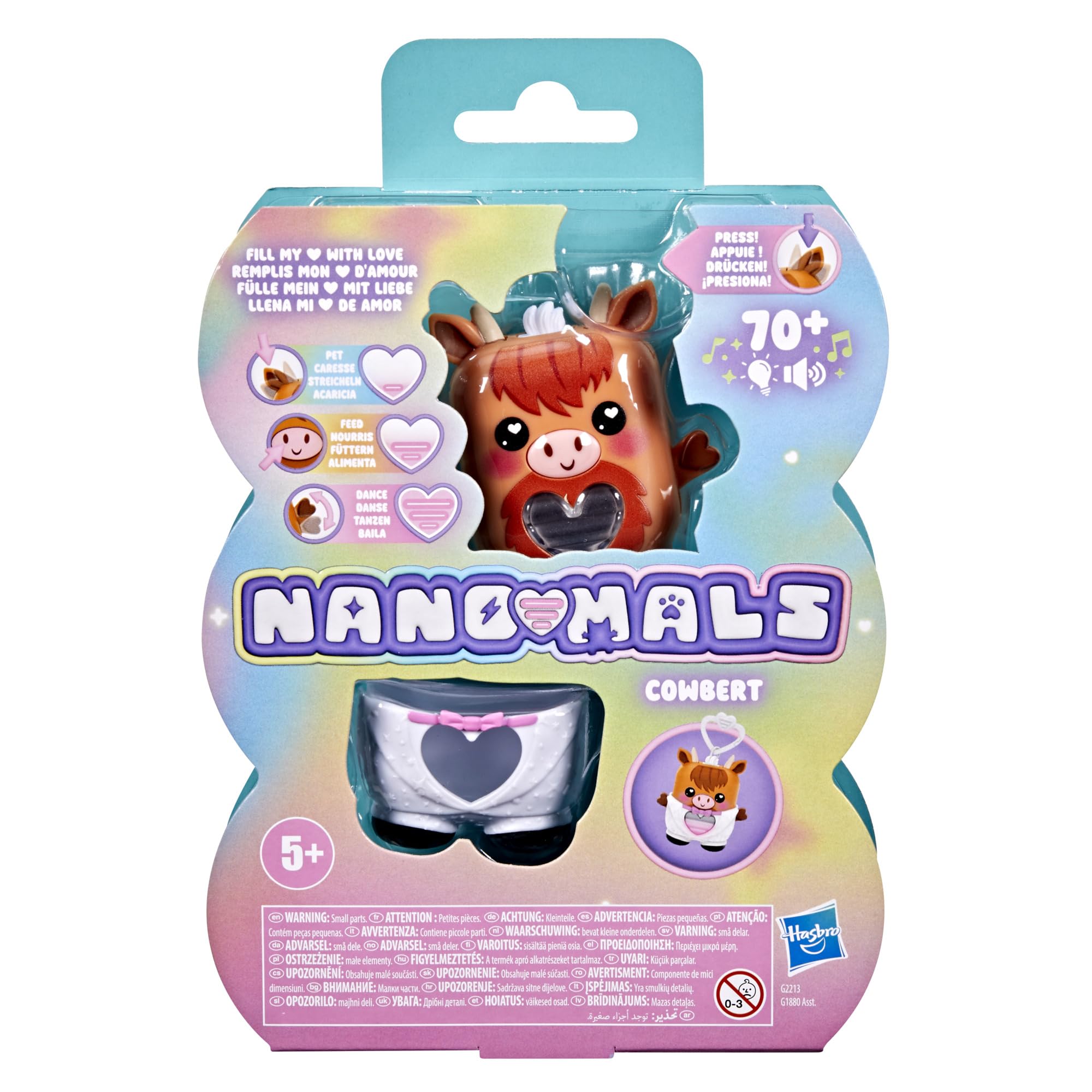 Hasbro Nano-Mals Cowbert the Highland Cow - Electronic Fidget Pet with Light-Up Heart, 70+ Reactions & Silent Mode 11