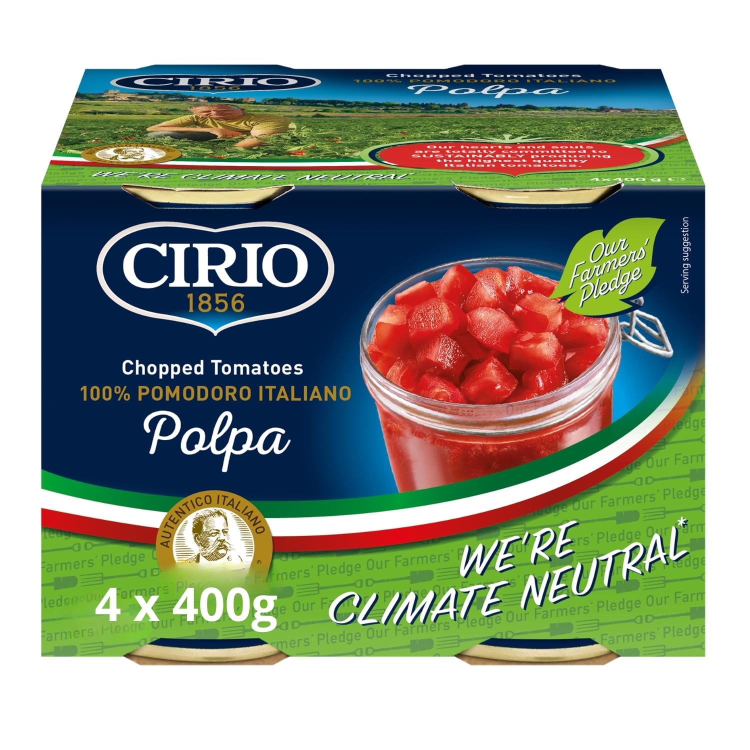 Cirio Polpa Chopped Tomatoes - Italian Quality, No Added Salt | 4 x 400g Tins 1