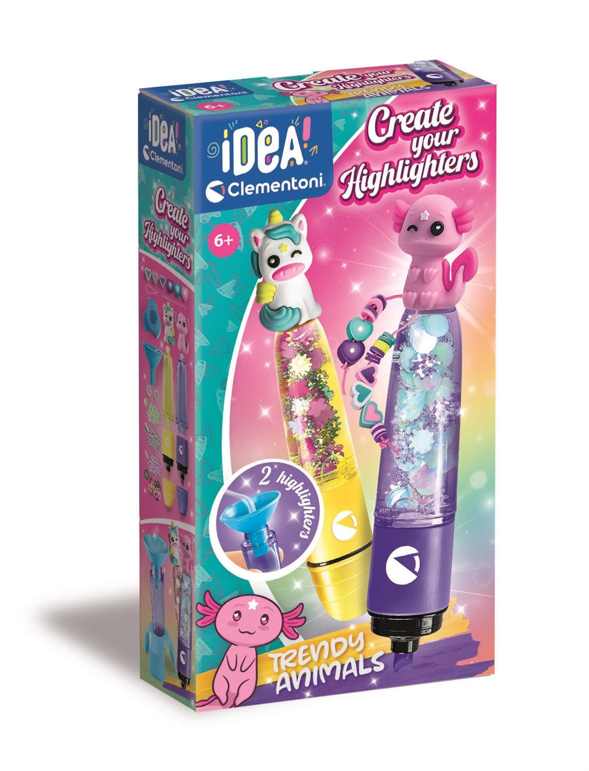 Clementoni Idea Create Your Highlighters Set - Trendy Animals Theme