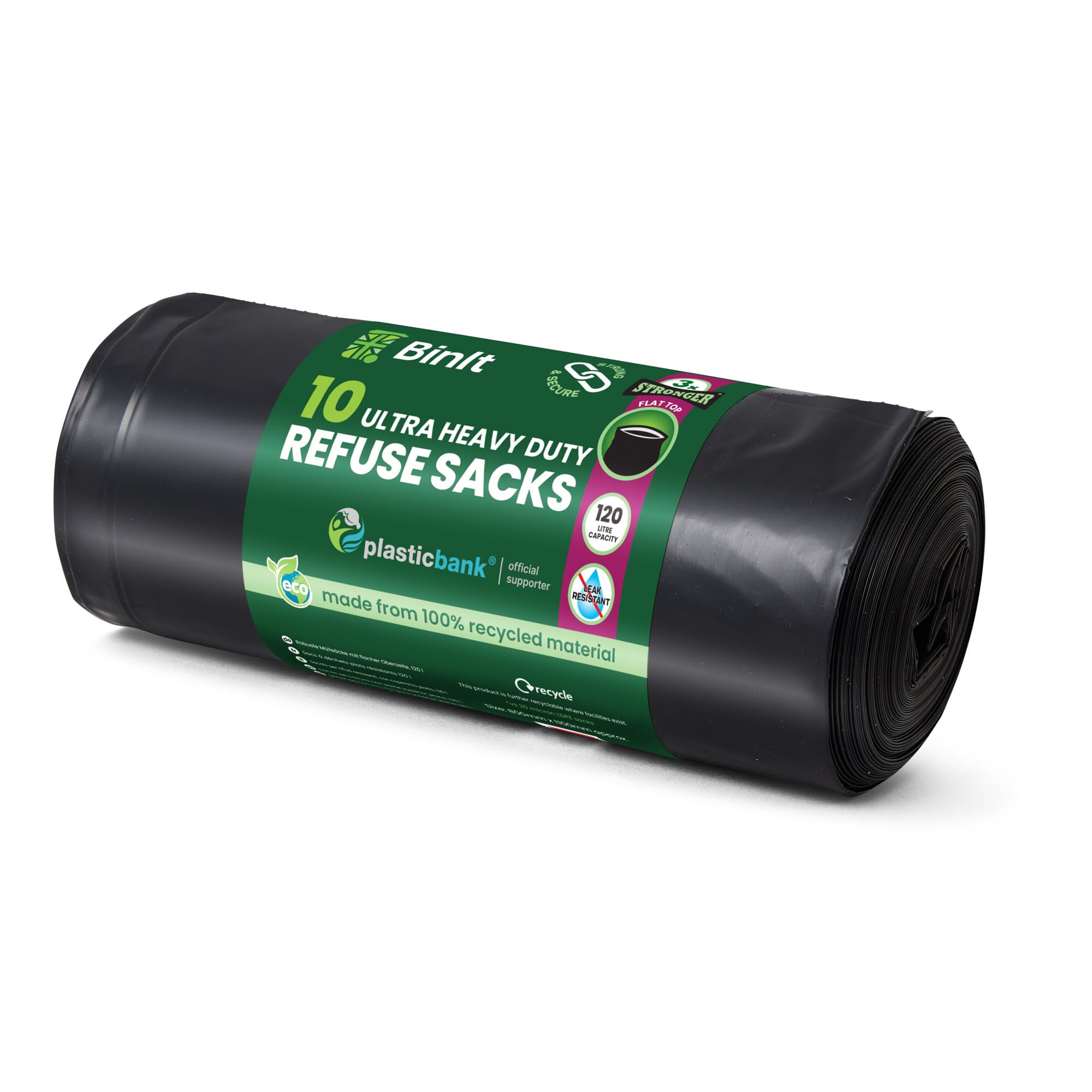 BIN IT Ultra Heavy Duty Refuse Sacks - 120L Capacity | 80kg Lift Tested | 10 Count 1