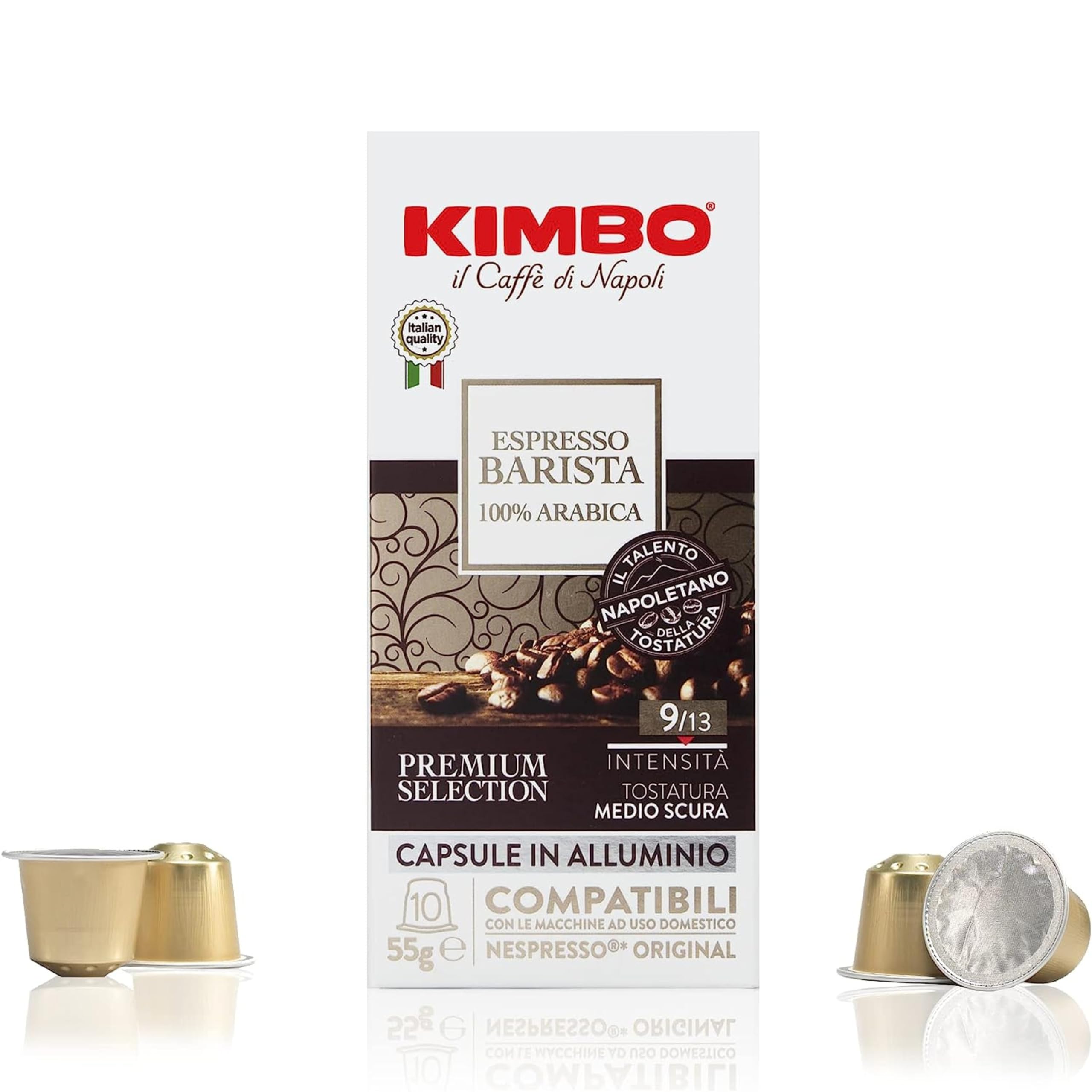 Kimbo Espresso Barista Capsules - Nespresso Compatible | 100% Arabica | Intensity 9/13 | 10 Count