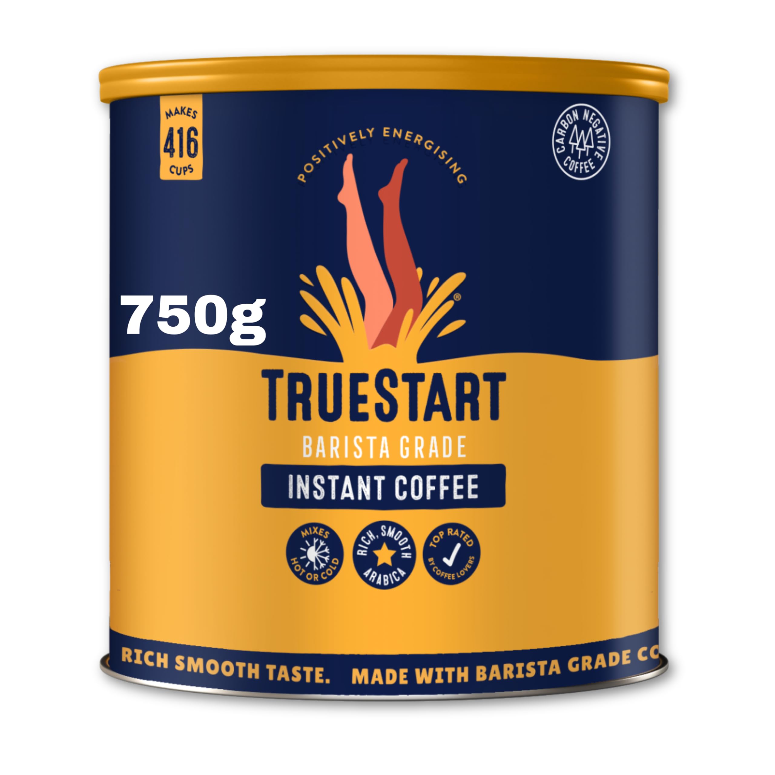 TRUESTART Barista Grade Instant Coffee - Freeze Dried, 750g | 100% Colombian Arabica | Certified B Corp