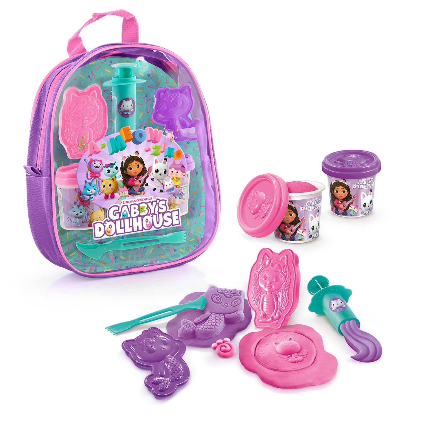 Canal Toys Gabby's Dollhouse Dough Backpack Playset | Includes 2 Dough Pots & Tools | Ages 3+
