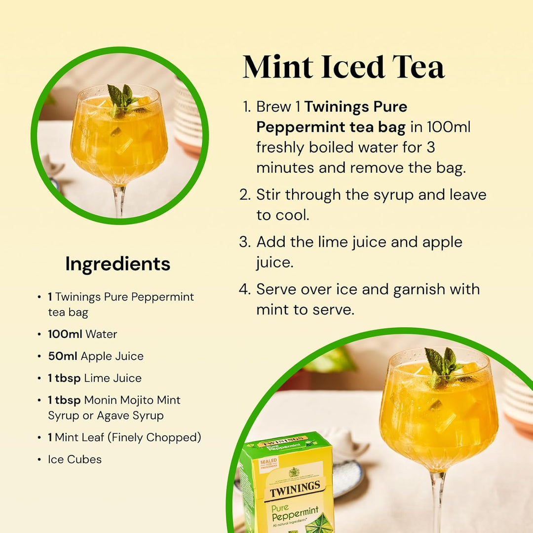 Twinings Pure Peppermint 80 Tea Bags, 160g - Naturally Caffeine Free Herbal Tea