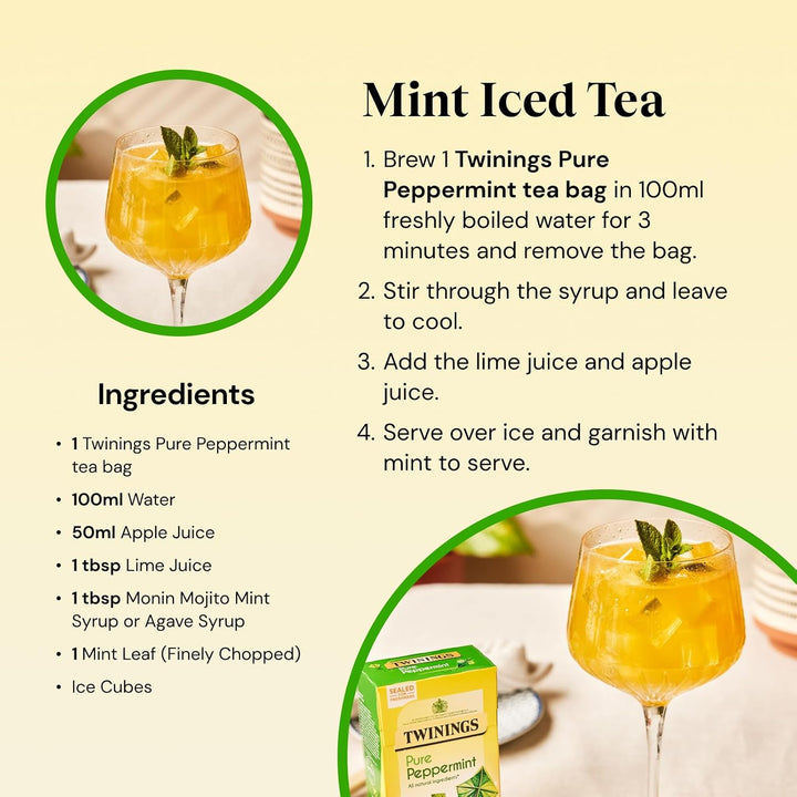 Twinings Pure Peppermint 80 Tea Bags, 160g - Naturally Caffeine Free Herbal Tea